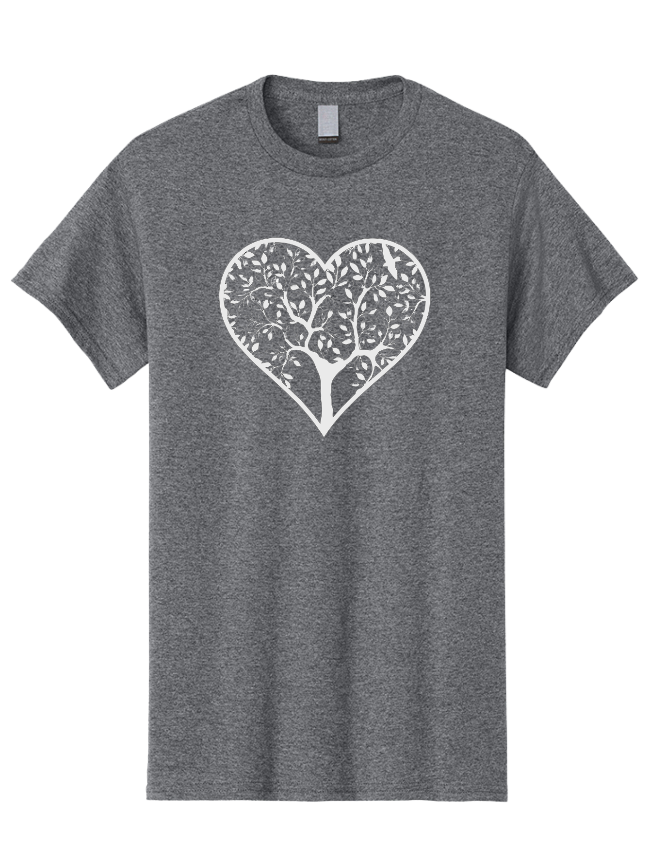 Tree-Of-Life-Heart Men'S Graphic Tee, 100% Cotton, Comfortable Casual Summer Wear, Machine Washable, Tree In Heart Shape, Leafy Branches, Symbolic Art, Love And Nature, Heart-Shaped Tree, Intricate Design, Symbolic Representation, Aab308