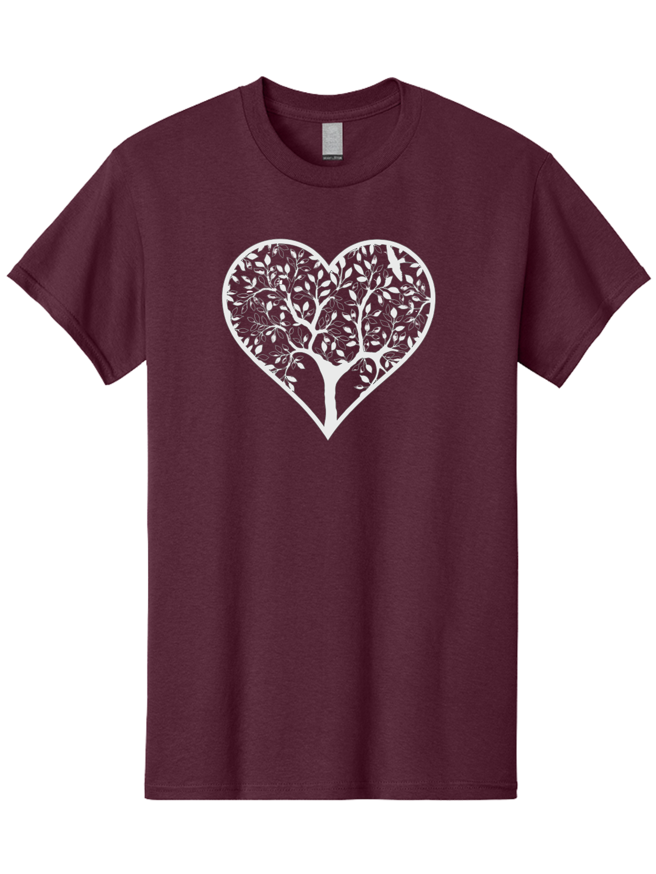 Tree-Of-Life-Heart Men'S Graphic Tee, 100% Cotton, Comfortable Casual Summer Wear, Machine Washable, Tree In Heart Shape, Leafy Branches, Symbolic Art, Love And Nature, Heart-Shaped Tree, Intricate Design, Symbolic Representation, Aab308