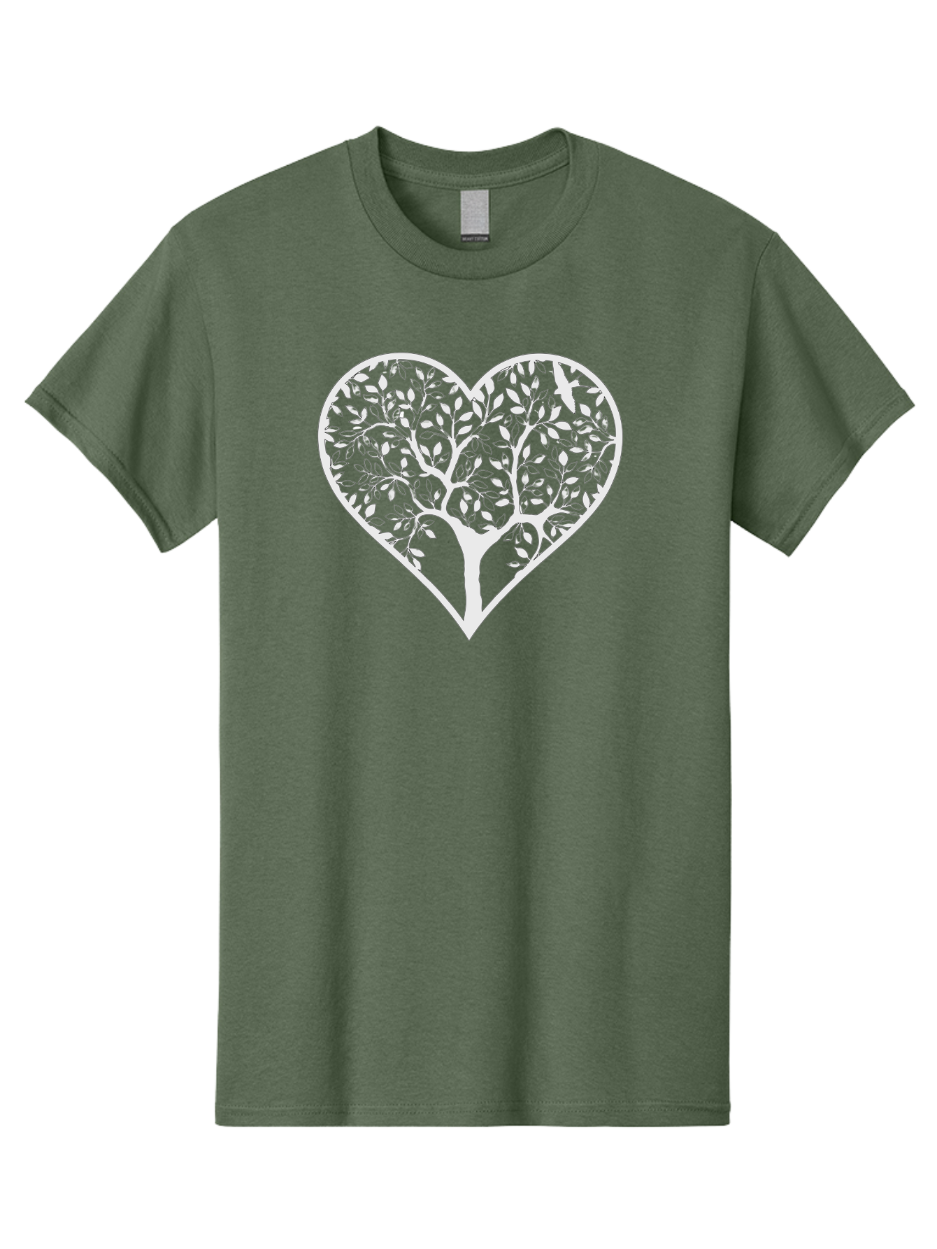 Tree-Of-Life-Heart Men'S Graphic Tee, 100% Cotton, Comfortable Casual Summer Wear, Machine Washable, Tree In Heart Shape, Leafy Branches, Symbolic Art, Love And Nature, Heart-Shaped Tree, Intricate Design, Symbolic Representation, Aab308