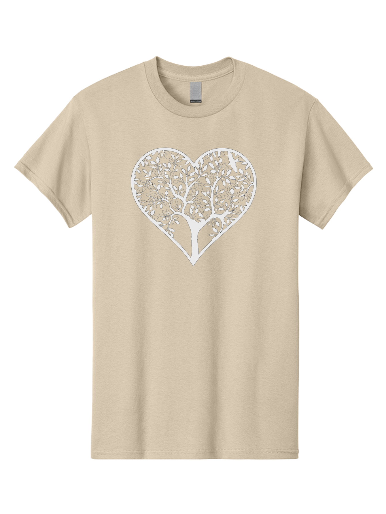 Tree-Of-Life-Heart Men'S Graphic Tee, 100% Cotton, Comfortable Casual Summer Wear, Machine Washable, Tree In Heart Shape, Leafy Branches, Symbolic Art, Love And Nature, Heart-Shaped Tree, Intricate Design, Symbolic Representation, Aab308