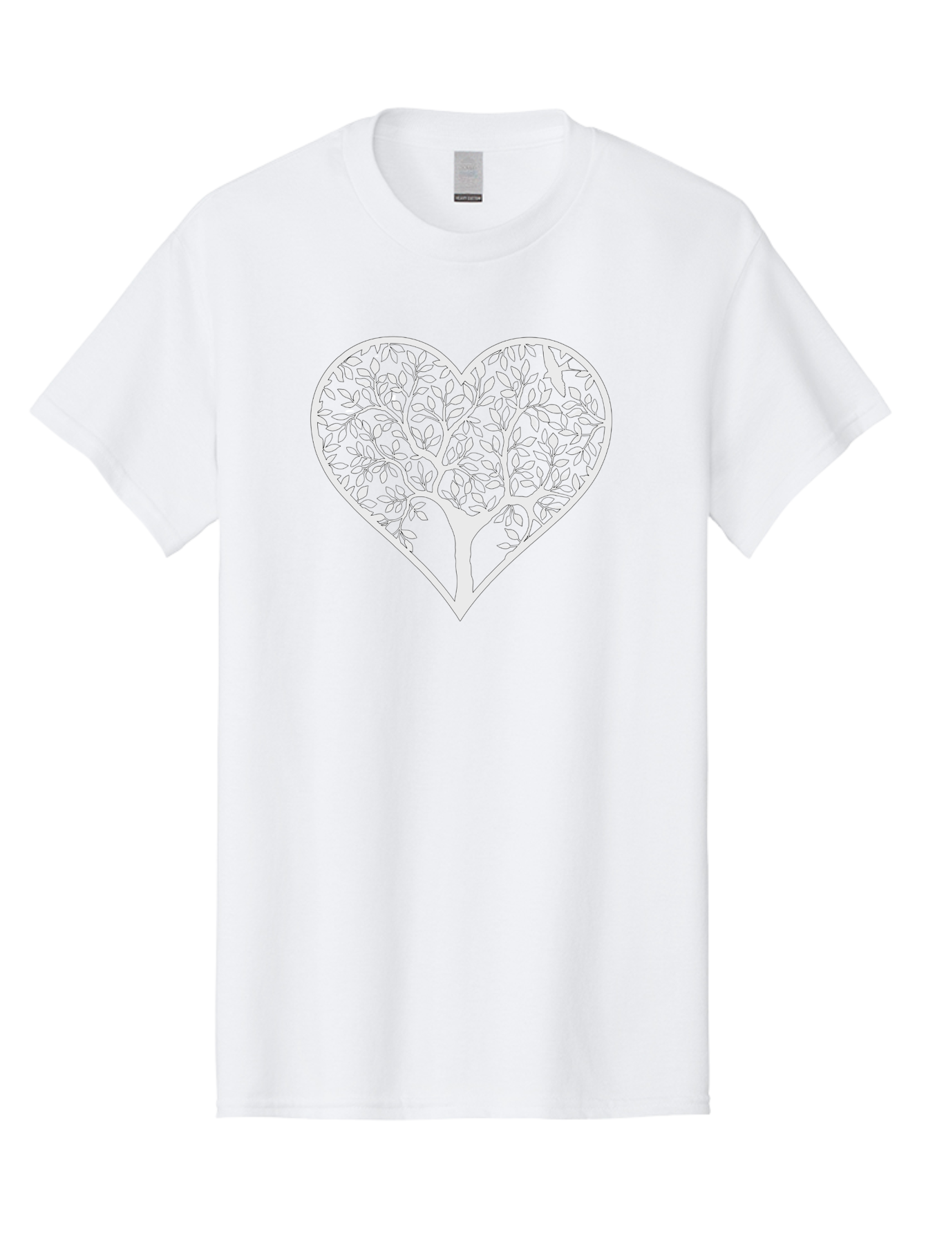 Tree-Of-Life-Heart Men'S Graphic Tee, 100% Cotton, Comfortable Casual Summer Wear, Machine Washable, Tree In Heart Shape, Leafy Branches, Symbolic Art, Love And Nature, Heart-Shaped Tree, Intricate Design, Symbolic Representation, Aab308
