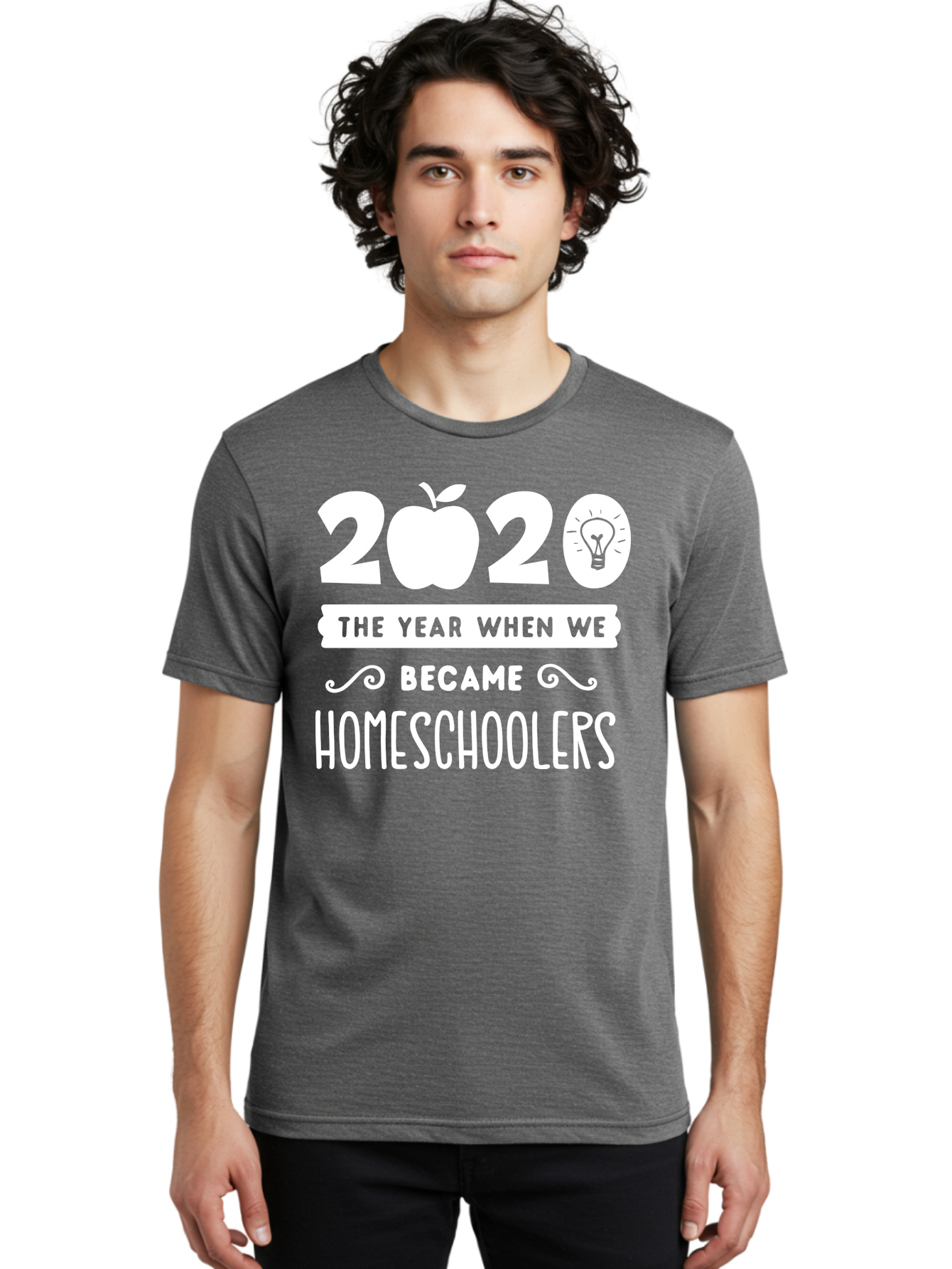 2020-The-Year-When-We-Became-Homeschoolers-1 Men'S Graphic Tee, 100% Cotton, Comfortable Casual Summer Wear, Machine Washable, Homeschooling, Online Learning, Covid-19, 2020, Education, Homeschoolers, Alternative Schooling, Home Education, Aab309