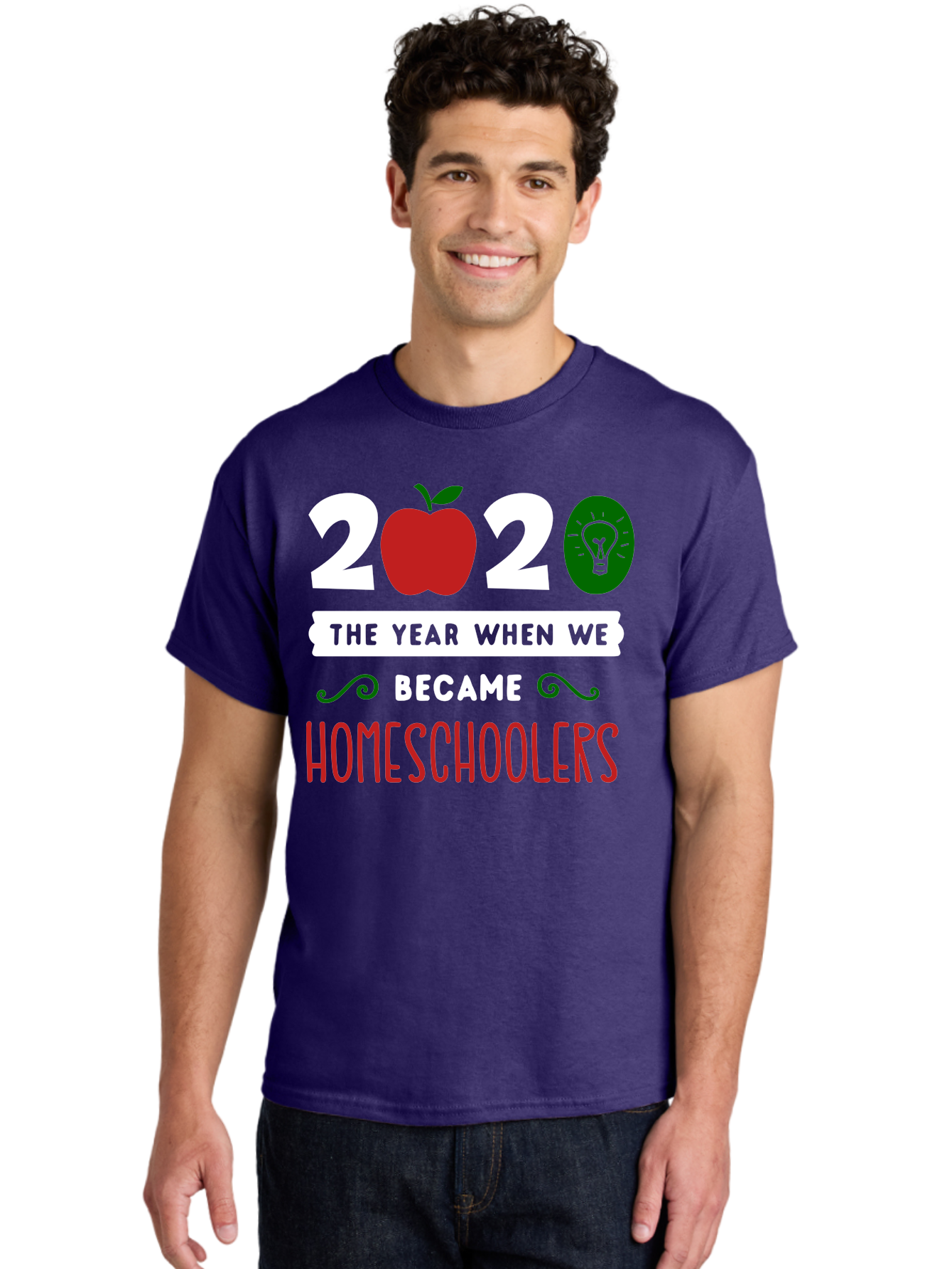 2020-The-Year-When-We-Became-Homeschoolers-2 Men'S Graphic Tee, 100% Cotton, Comfortable Casual Summer Wear, Machine Washable, Homeschooling, 2020, Year Of Change, Education, Learning At Home, Homeschoolers, New Normal, Covid-19 Impact, Aab310