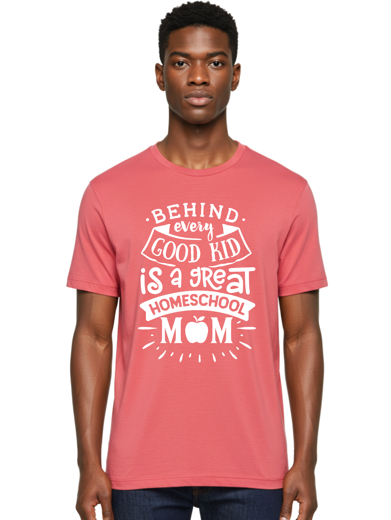 Behind-Every-Good-Kid-1 Men'S Graphic Tee, 100% Cotton, Comfortable Casual Summer Wear, Machine Washable, Homeschool Mom Appreciation, Proud Parent, Education Support, Homeschooling Journey, Dedicated Mother, Behind Every Good Kid Aab313