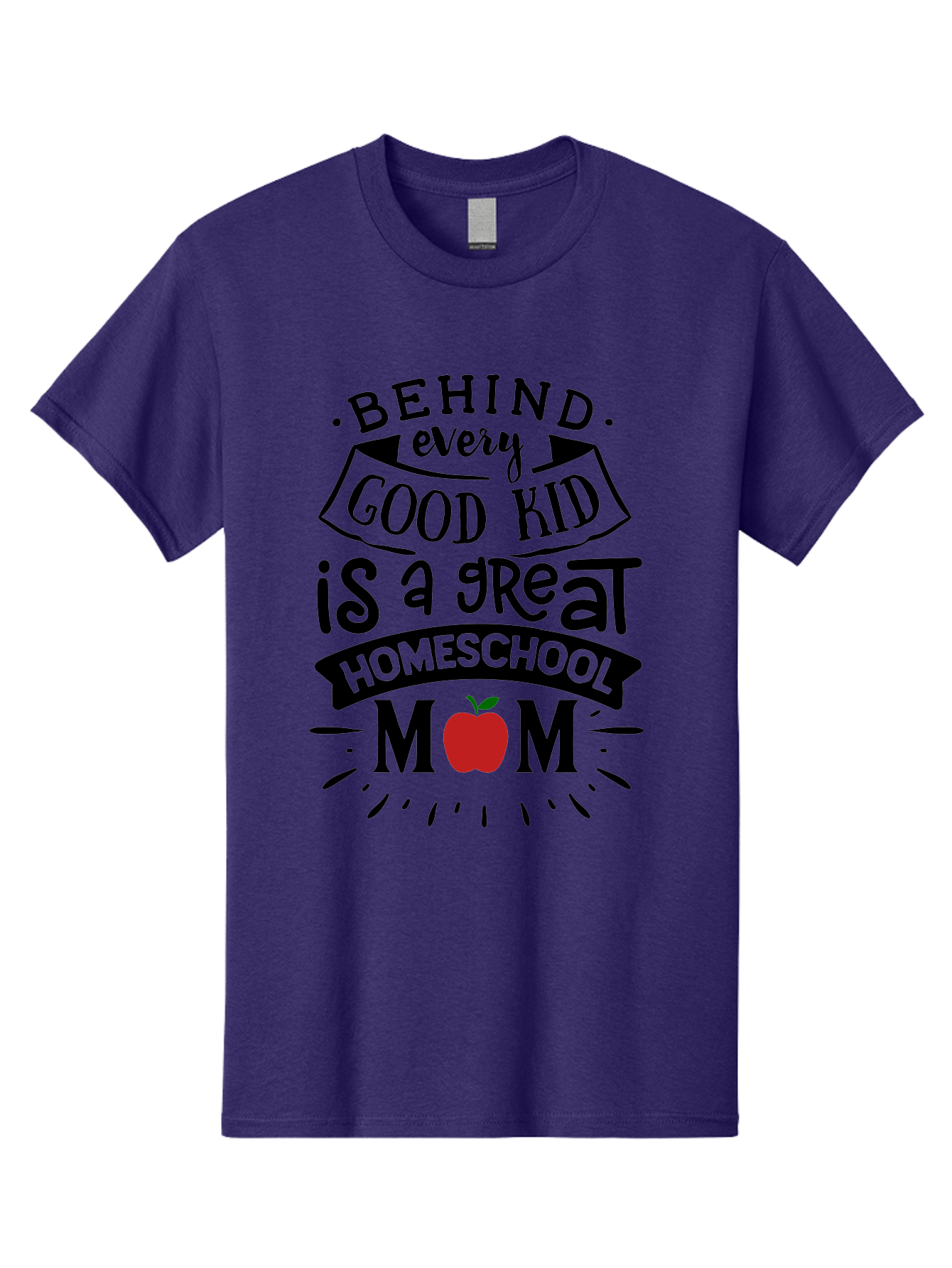 Behind-Every-Good-Kid-2 Men'S Graphic Tee, 100% Cotton, Comfortable Casual Summer Wear, Machine Washable, Homeschool Mom Appreciation, Proud Mom Quote, Homeschooling Inspiration, Motherhood Dedication, Apple Symbol, Educational Support, Aab314