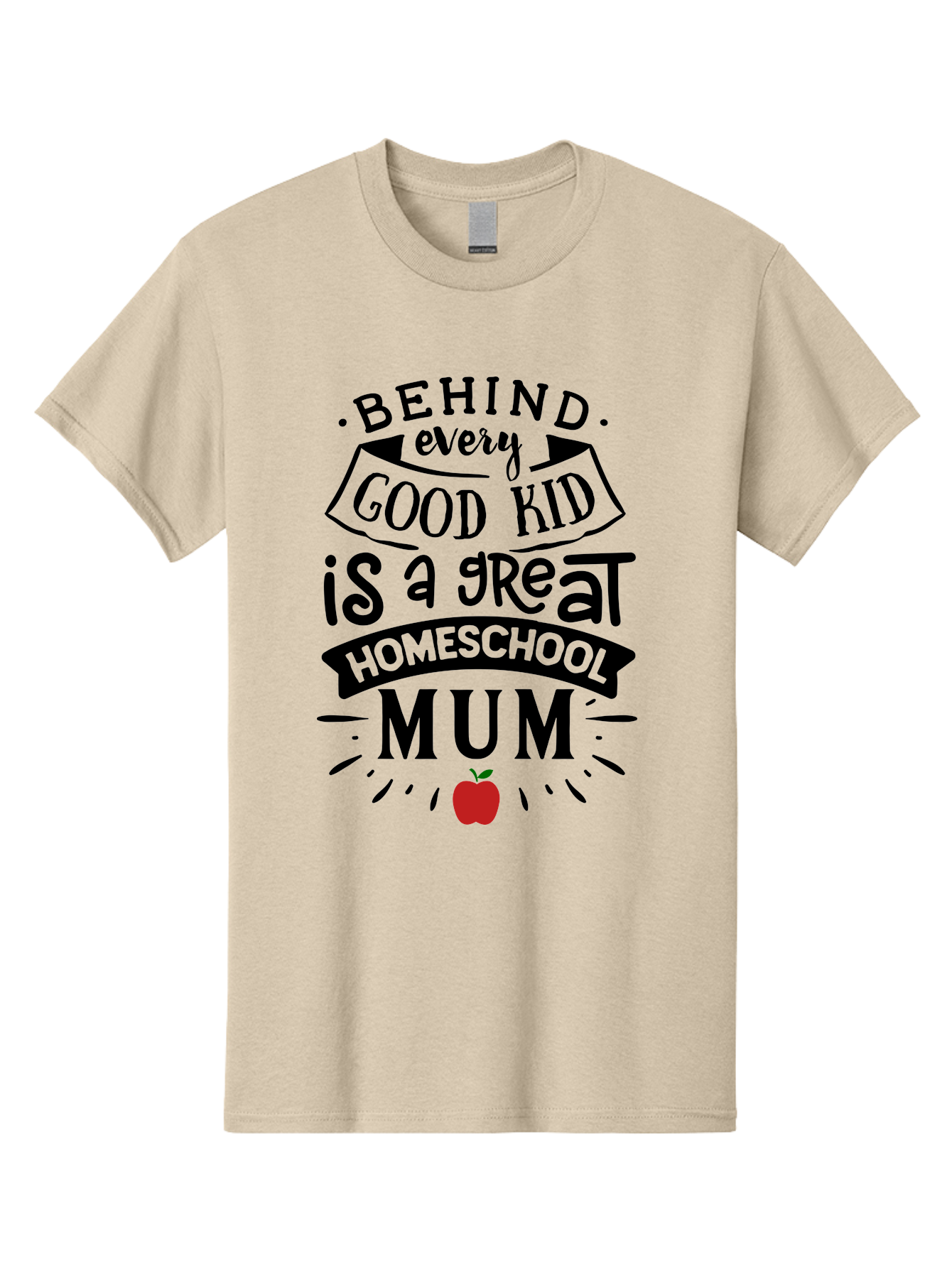 Behind-Every-Good-Kid-3 Men'S Graphic Tee, 100% Cotton, Comfortable Casual Summer Wear, Machine Washable, Homeschool Mum Appreciation, Proud Homeschool Parent, Supportive Mother, Homeschooling Journey, Behind Every Good Kid, Aab315