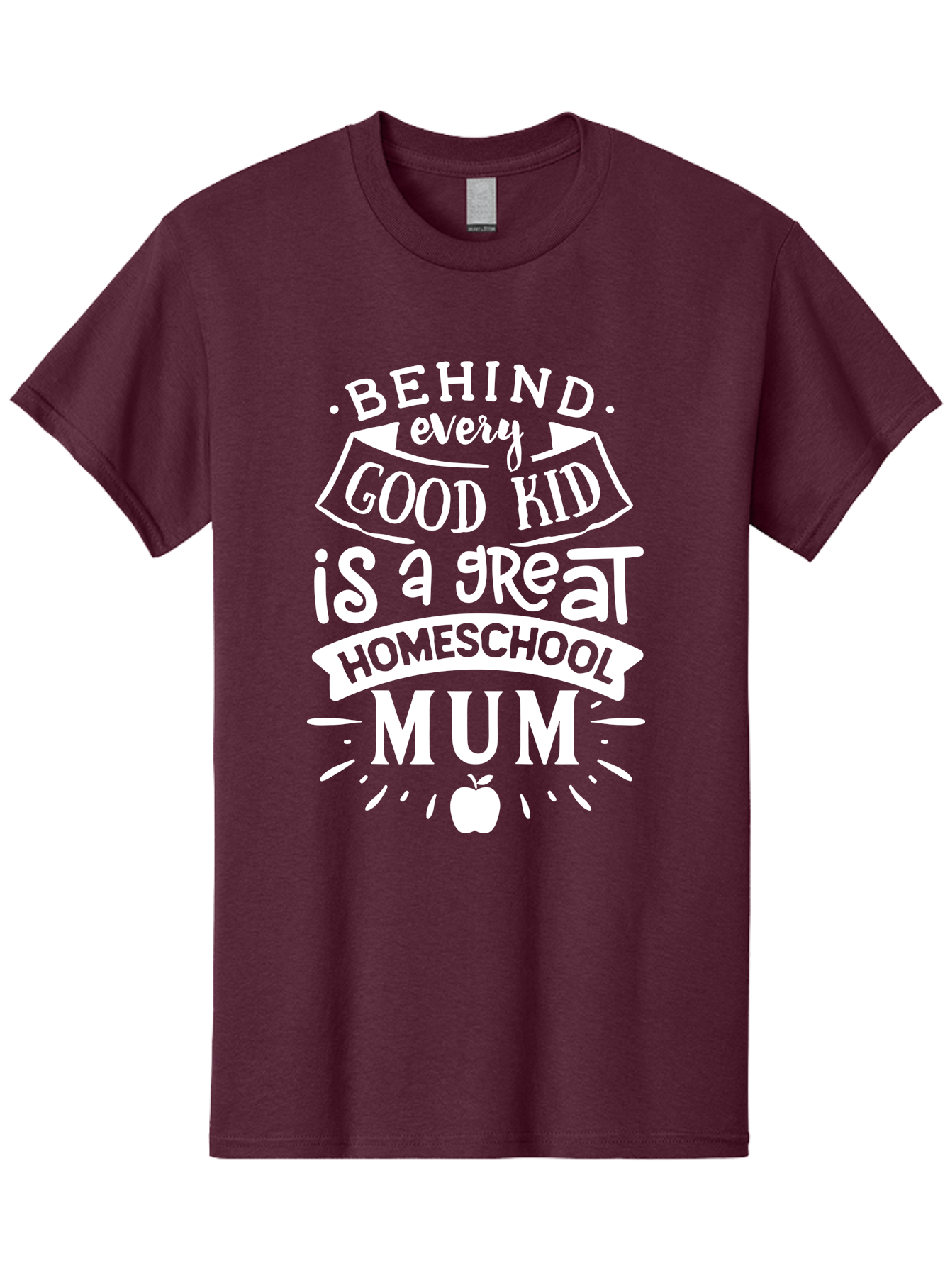 Behind-Every-Good-Kid-Is-A-Great-Homeschool-Mum-1 Men'S Graphic Tee, 100% Cotton, Comfortable Casual Summer Wear, Machine Washable, Homeschool Mum Appreciation, Parenting Quote, Educational Support, Motherhood Tribute, Aab316