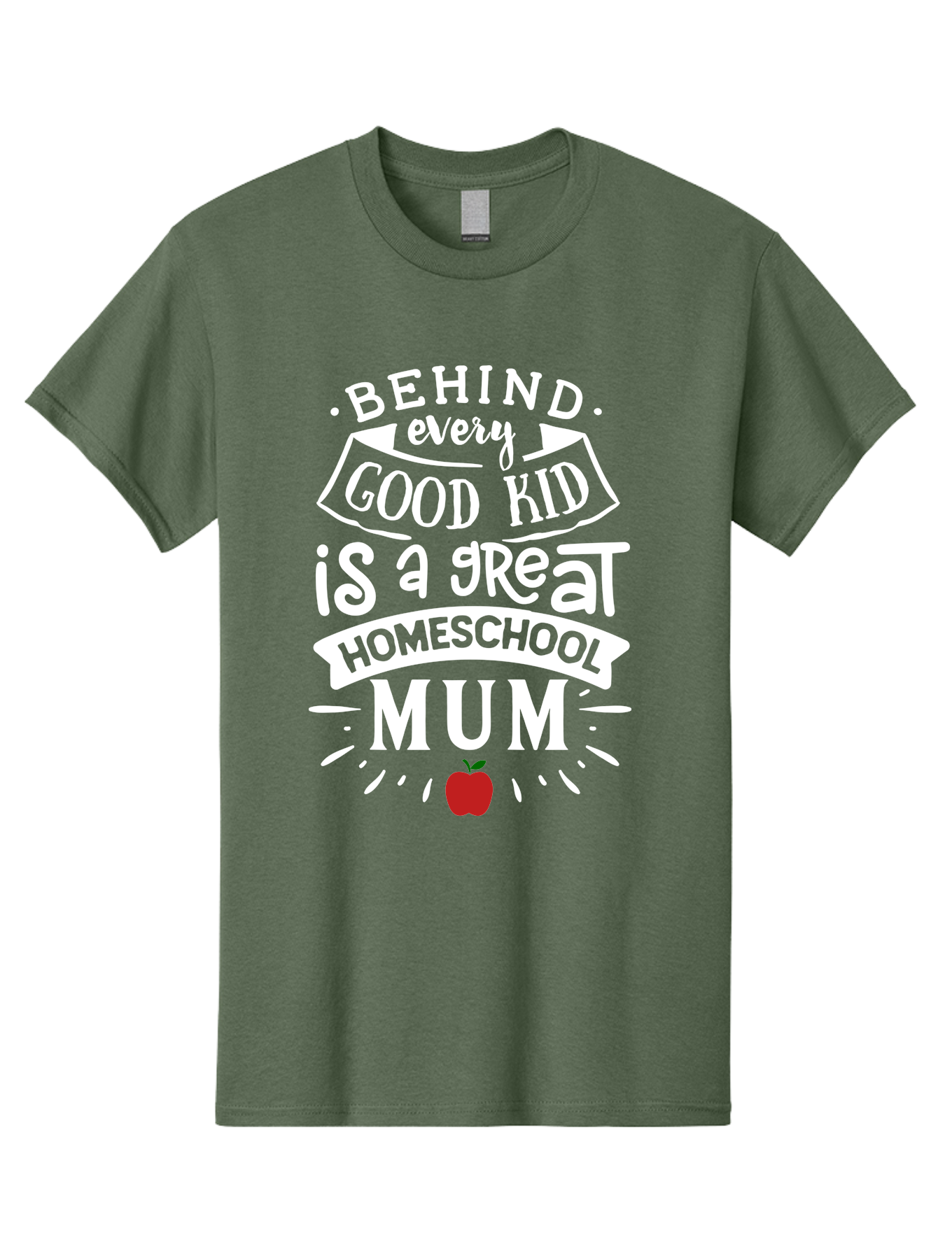 Behind-Every-Good-Kid-Is-A-Great-Homeschool-Mum-2 Men'S Graphic Tee, 100% Cotton, Comfortable Casual Summer Wear, Machine Washable, Homeschooling Mom, Proud Parent, Homeschool Quote, Apple Symbol, Educational Support, Parenting Pride, Aab317