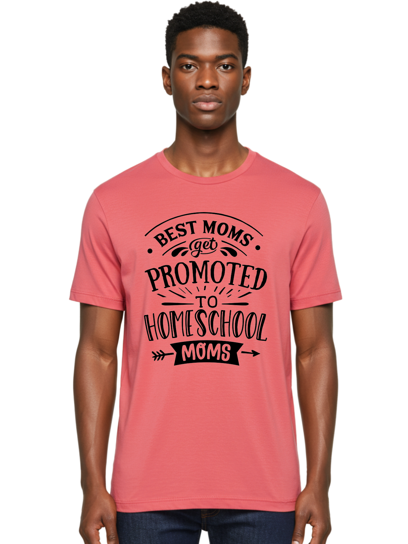 Best-Moms-Get-Promoted-To-Homeschool-Moms-1 Men'S Graphic Tee, 100% Cotton, Comfortable Casual Summer Wear, Machine Washable, Homeschool Mom, Best Mom, Parenting Humor, Educational Mom, Homeschooling Mom, Mother'S Day Gift, Mom'S Promotion, Aab320