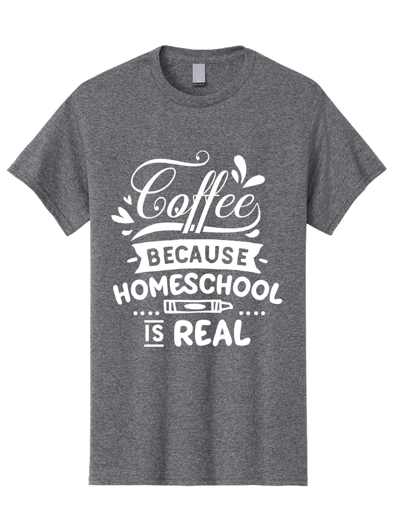 Coffee-Because-Homeschool-Is-Real-1 Men'S Graphic Tee, 100% Cotton, Comfortable Casual Summer Wear, Machine Washable, Homeschooling, Coffee Humor, Parenting Joke, Educational Quote, Teacher Humor, Coffee Lover, Homeschool Mom, Funny Saying Aab324