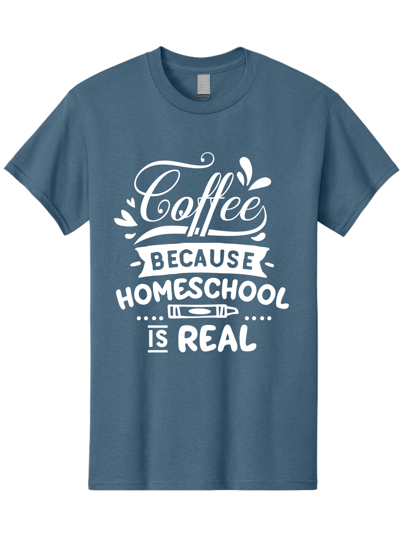 Coffee-Because-Homeschool-Is-Real-1 Men'S Graphic Tee, 100% Cotton, Comfortable Casual Summer Wear, Machine Washable, Homeschooling, Coffee Humor, Parenting Joke, Educational Quote, Teacher Humor, Coffee Lover, Homeschool Mom, Funny Saying Aab324