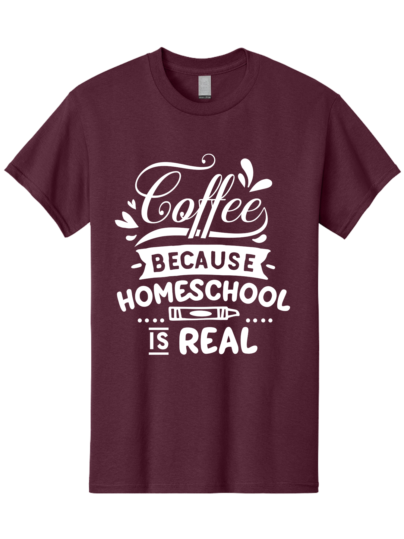 Coffee-Because-Homeschool-Is-Real-1 Men'S Graphic Tee, 100% Cotton, Comfortable Casual Summer Wear, Machine Washable, Homeschooling, Coffee Humor, Parenting Joke, Educational Quote, Teacher Humor, Coffee Lover, Homeschool Mom, Funny Saying Aab324