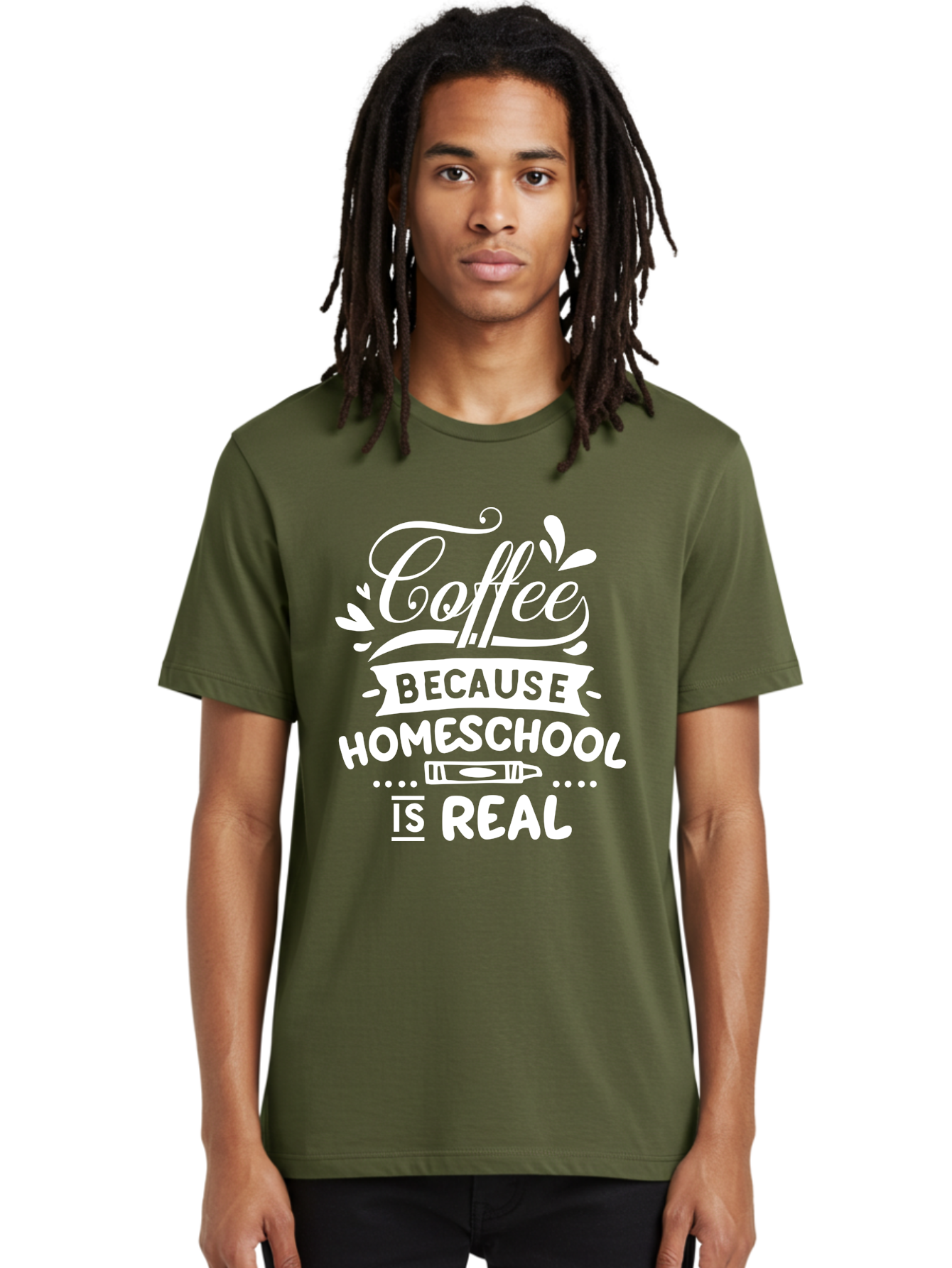 Coffee-Because-Homeschool-Is-Real-1 Men'S Graphic Tee, 100% Cotton, Comfortable Casual Summer Wear, Machine Washable, Homeschooling, Coffee Humor, Parenting Joke, Educational Quote, Teacher Humor, Coffee Lover, Homeschool Mom, Funny Saying Aab324