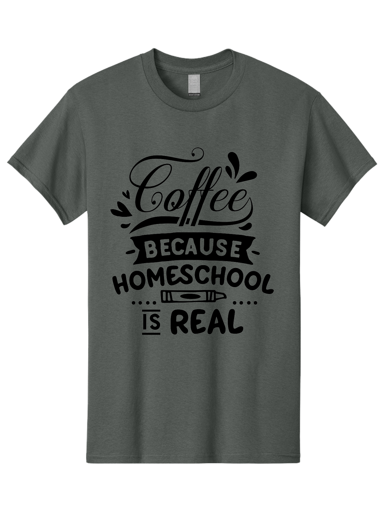 Coffee-Because-Homeschool-Is-Real Men'S Graphic Tee, 100% Cotton, Comfortable Casual Summer Wear, Machine Washable, Homeschooling Humor, Coffee Humor, Funny Quote, Homeschool Mom Quote, Coffee Lover Gift, Teacher Gift, Classroom Humor, Aab325