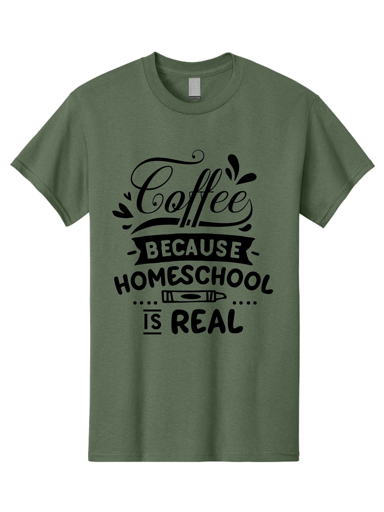 Coffee-Because-Homeschool-Is-Real Men'S Graphic Tee, 100% Cotton, Comfortable Casual Summer Wear, Machine Washable, Homeschooling Humor, Coffee Humor, Funny Quote, Homeschool Mom Quote, Coffee Lover Gift, Teacher Gift, Classroom Humor, Aab325