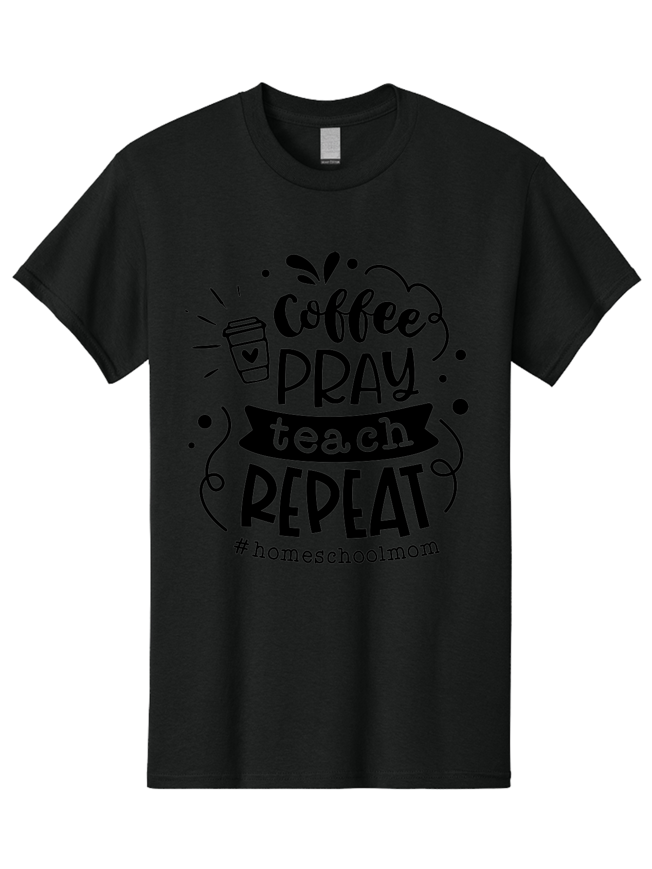 Coffee-Pray-Teach-Repeat-3 Men'S Graphic Tee, 100% Cotton, Comfortable Casual Summer Wear, Machine Washable, Homeschool Mom Quote, Inspirational Quote, Teacher Humor, Coffee Lover, Teaching Mantra, Homeschooling, Education, Motivational Quote, Aab328