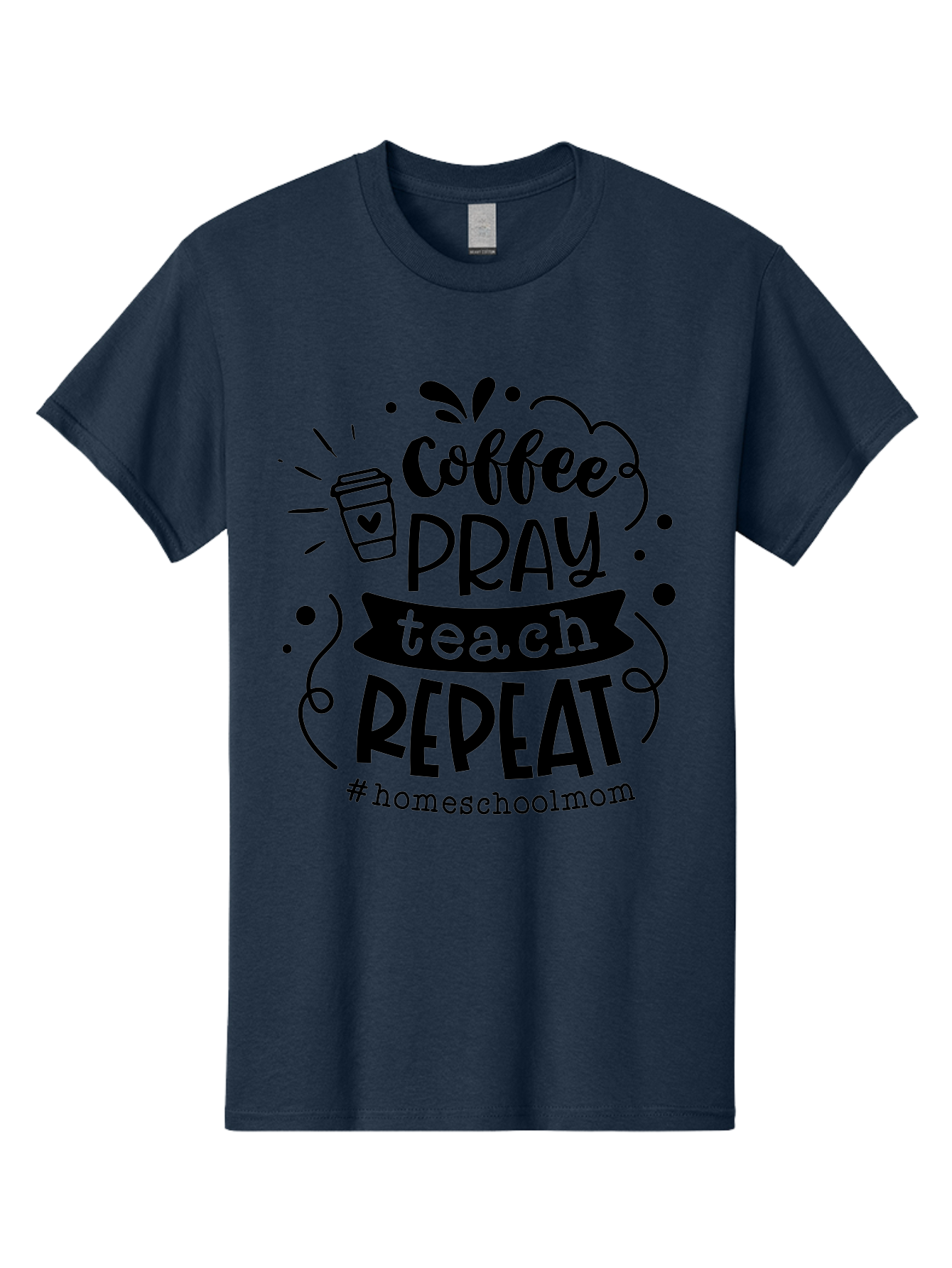 Coffee-Pray-Teach-Repeat-3 Men'S Graphic Tee, 100% Cotton, Comfortable Casual Summer Wear, Machine Washable, Homeschool Mom Quote, Inspirational Quote, Teacher Humor, Coffee Lover, Teaching Mantra, Homeschooling, Education, Motivational Quote, Aab328