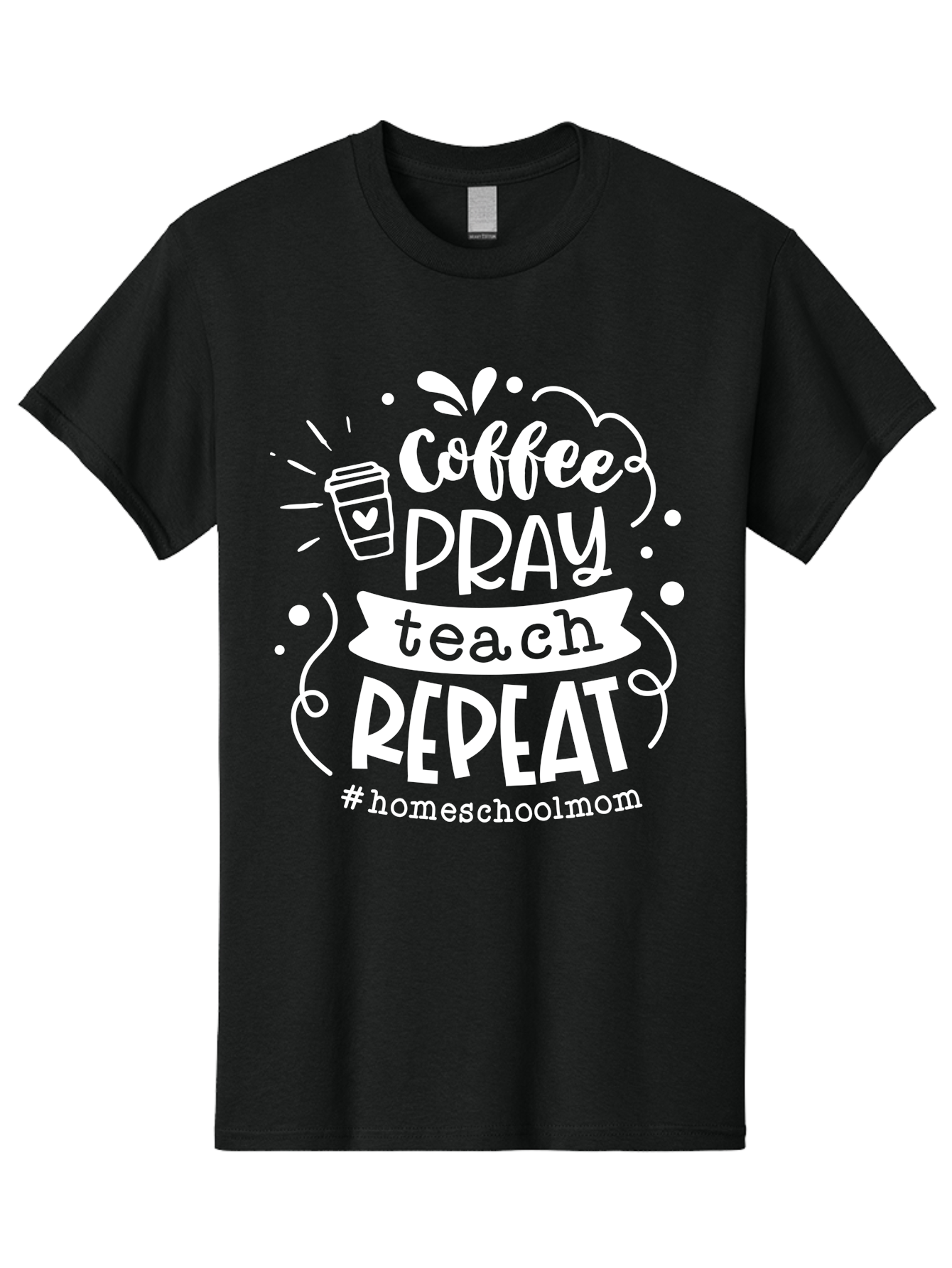Coffee-Pray-Teach-Repeat Men'S Graphic Tee, 100% Cotton, Comfortable Casual Summer Wear, Machine Washable, Homeschool Mom, Coffee Lover, Teaching Inspiration, Homeschooling Life, Parenting Mantra, Daily Routine, Motivational Quote, Aab329