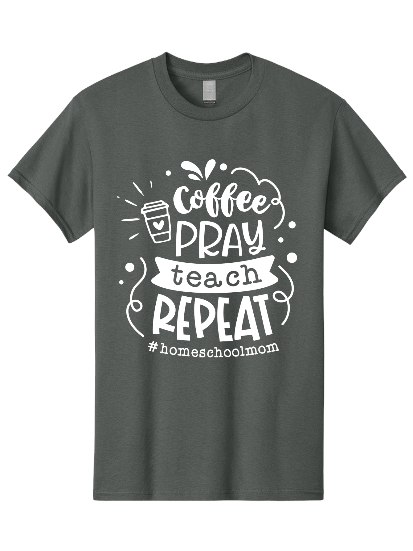 Coffee-Pray-Teach-Repeat Men'S Graphic Tee, 100% Cotton, Comfortable Casual Summer Wear, Machine Washable, Homeschool Mom, Coffee Lover, Teaching Inspiration, Homeschooling Life, Parenting Mantra, Daily Routine, Motivational Quote, Aab329