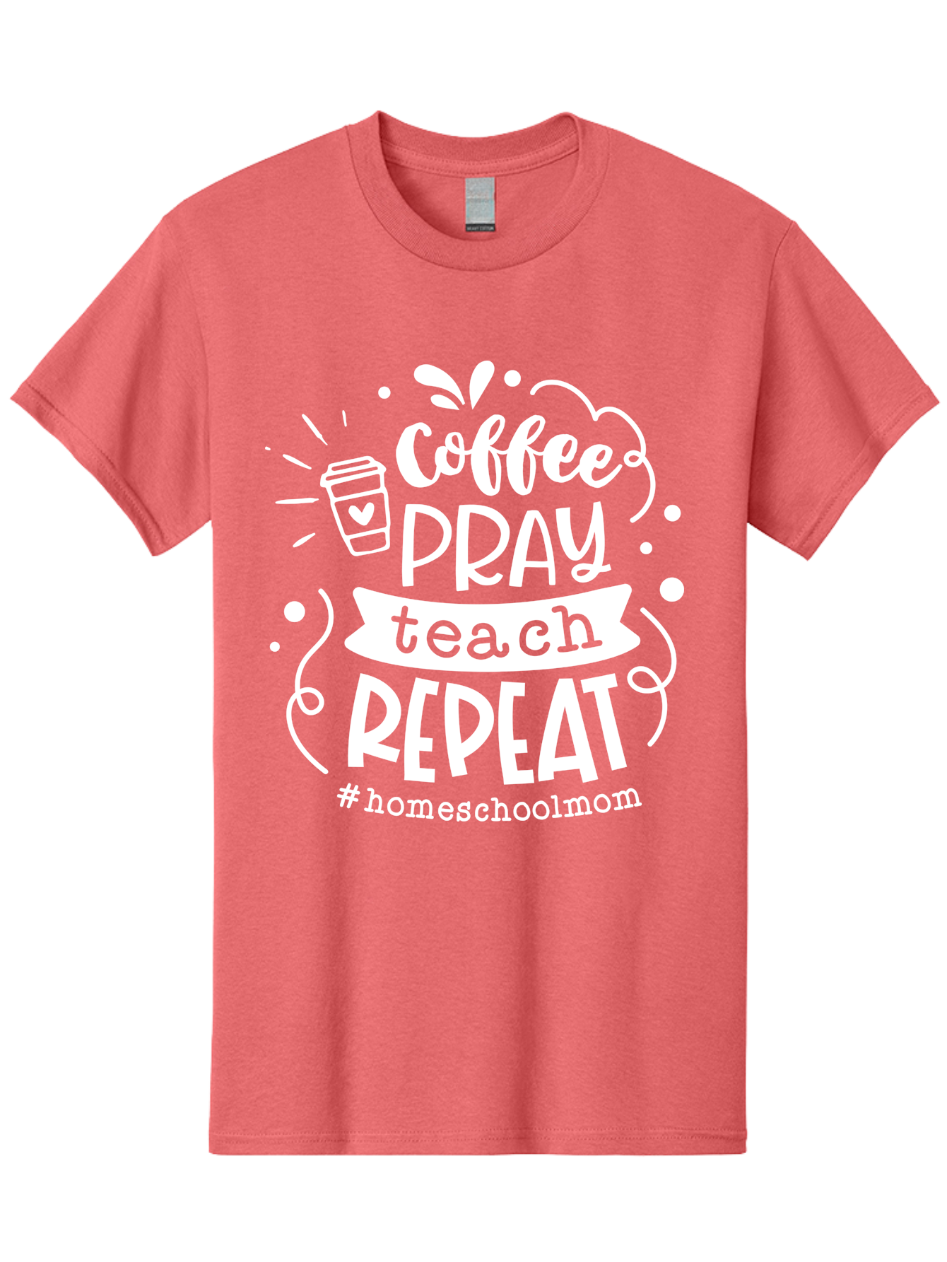 Coffee-Pray-Teach-Repeat Men'S Graphic Tee, 100% Cotton, Comfortable Casual Summer Wear, Machine Washable, Homeschool Mom, Coffee Lover, Teaching Inspiration, Homeschooling Life, Parenting Mantra, Daily Routine, Motivational Quote, Aab329