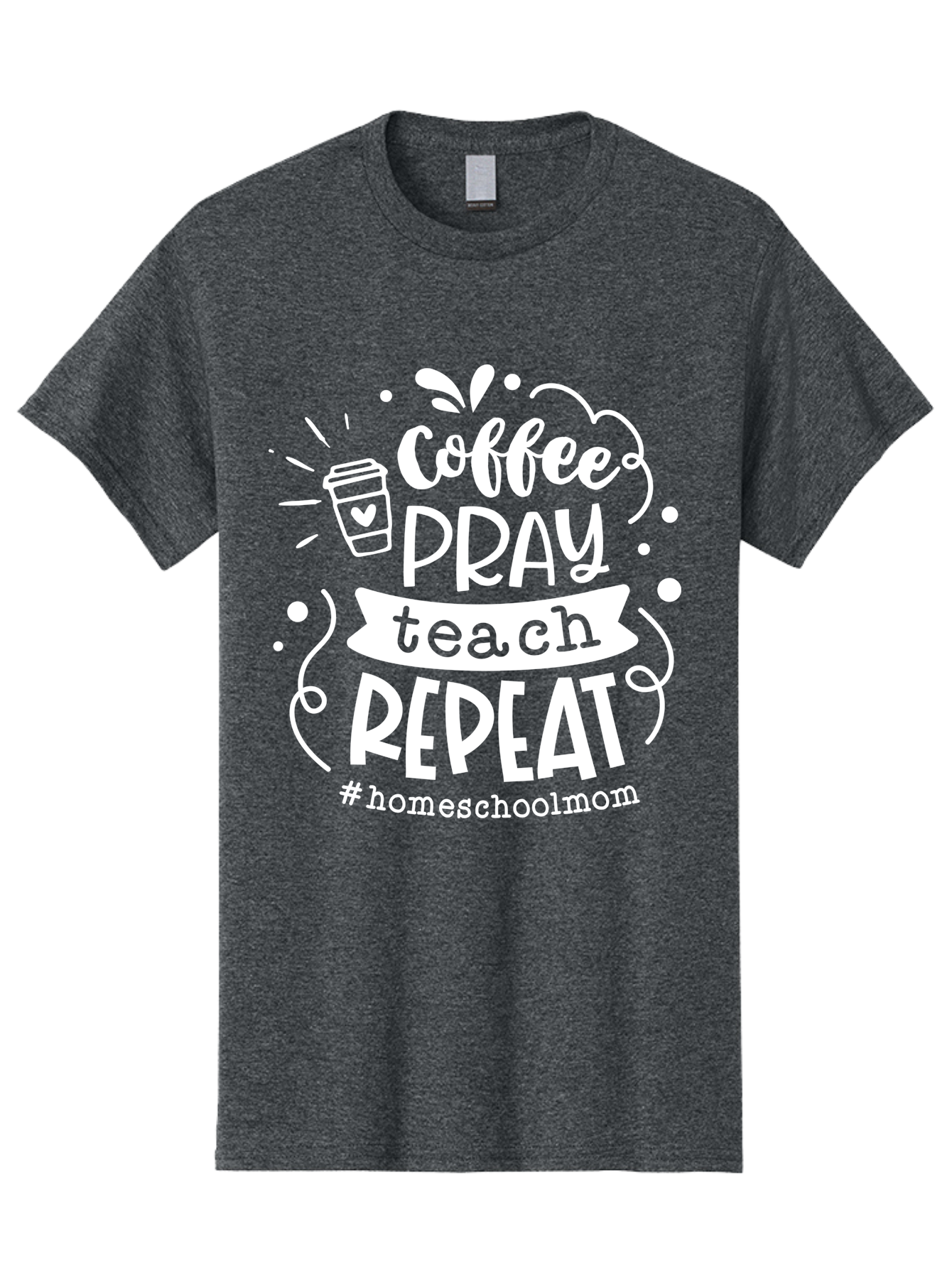 Coffee-Pray-Teach-Repeat Men'S Graphic Tee, 100% Cotton, Comfortable Casual Summer Wear, Machine Washable, Homeschool Mom, Coffee Lover, Teaching Inspiration, Homeschooling Life, Parenting Mantra, Daily Routine, Motivational Quote, Aab329
