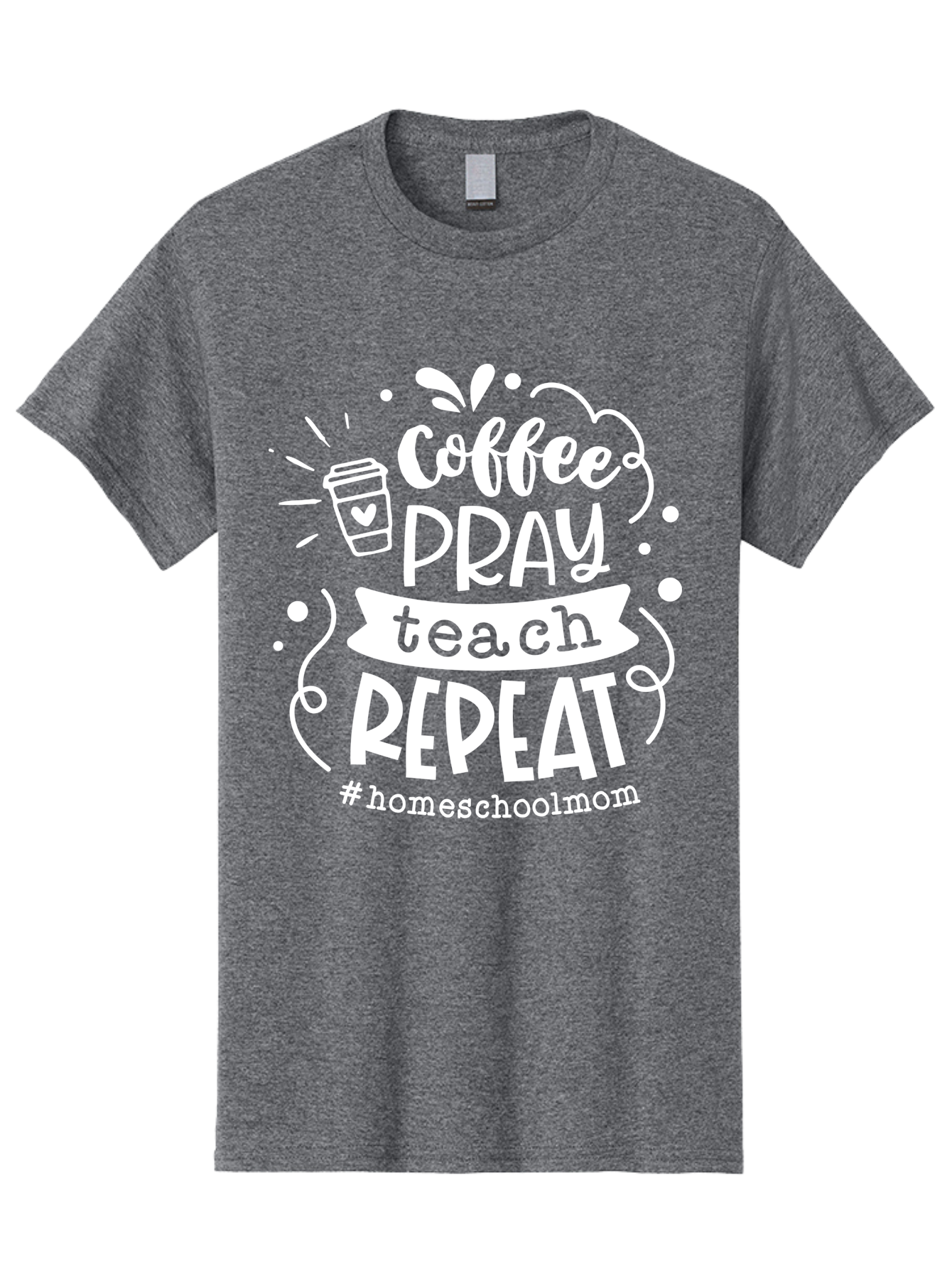 Coffee-Pray-Teach-Repeat Men'S Graphic Tee, 100% Cotton, Comfortable Casual Summer Wear, Machine Washable, Homeschool Mom, Coffee Lover, Teaching Inspiration, Homeschooling Life, Parenting Mantra, Daily Routine, Motivational Quote, Aab329