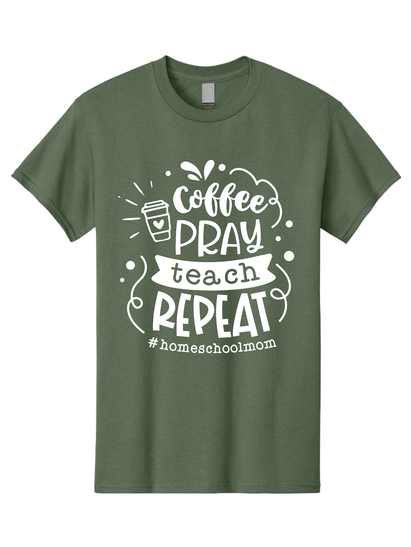 Coffee-Pray-Teach-Repeat Men'S Graphic Tee, 100% Cotton, Comfortable Casual Summer Wear, Machine Washable, Homeschool Mom, Coffee Lover, Teaching Inspiration, Homeschooling Life, Parenting Mantra, Daily Routine, Motivational Quote, Aab329