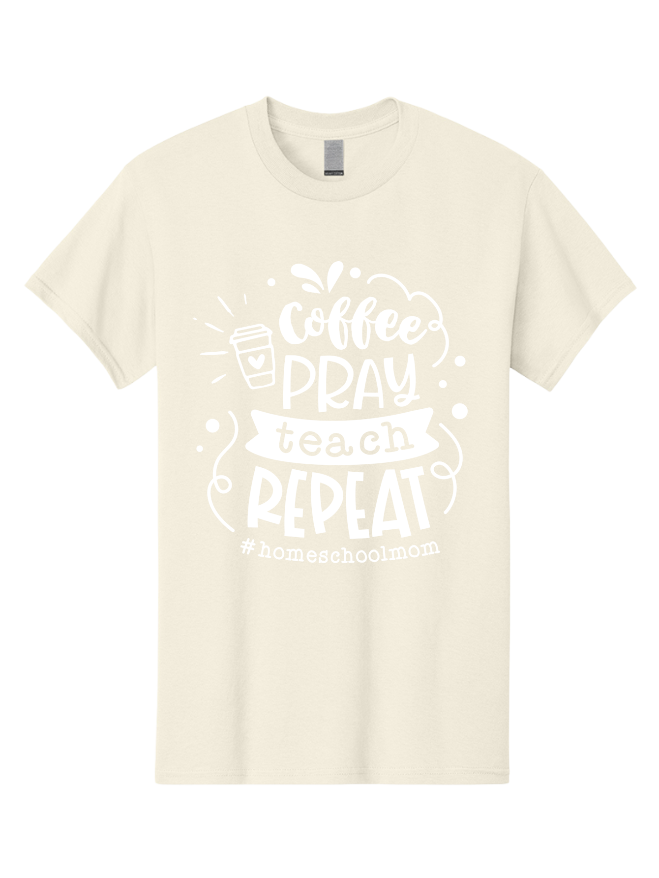 Coffee-Pray-Teach-Repeat Men'S Graphic Tee, 100% Cotton, Comfortable Casual Summer Wear, Machine Washable, Homeschool Mom, Coffee Lover, Teaching Inspiration, Homeschooling Life, Parenting Mantra, Daily Routine, Motivational Quote, Aab329