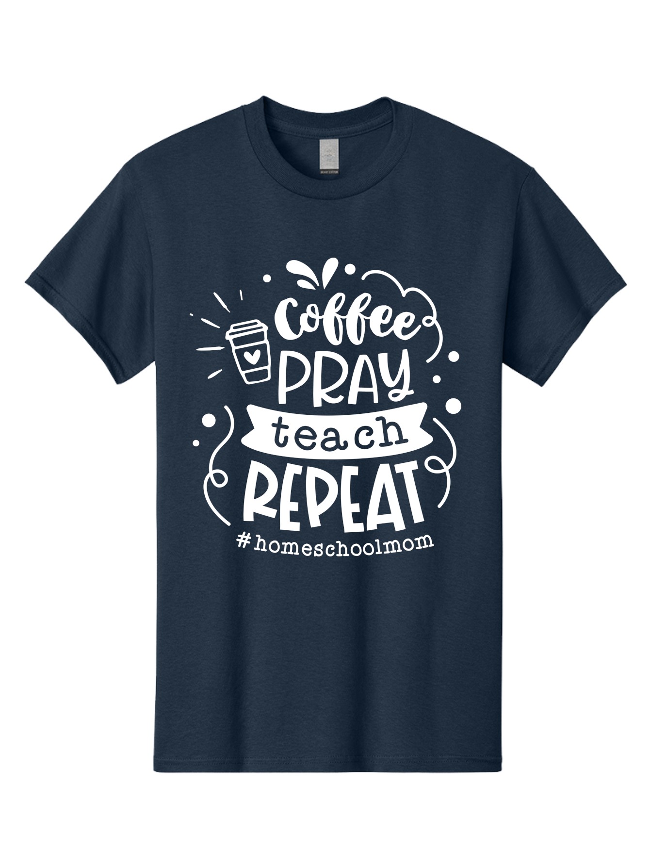 Coffee-Pray-Teach-Repeat Men'S Graphic Tee, 100% Cotton, Comfortable Casual Summer Wear, Machine Washable, Homeschool Mom, Coffee Lover, Teaching Inspiration, Homeschooling Life, Parenting Mantra, Daily Routine, Motivational Quote, Aab329