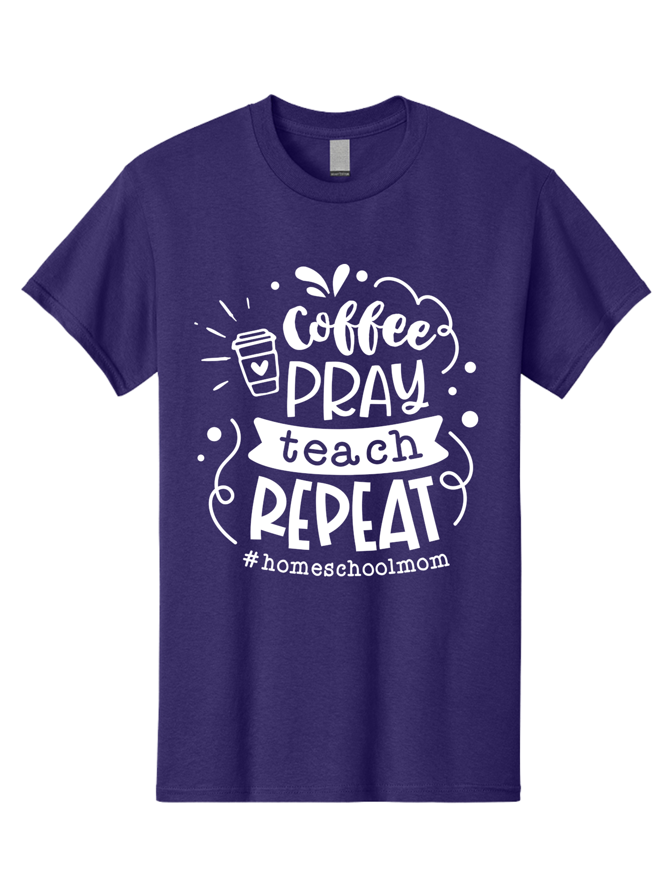 Coffee-Pray-Teach-Repeat Men'S Graphic Tee, 100% Cotton, Comfortable Casual Summer Wear, Machine Washable, Homeschool Mom, Coffee Lover, Teaching Inspiration, Homeschooling Life, Parenting Mantra, Daily Routine, Motivational Quote, Aab329