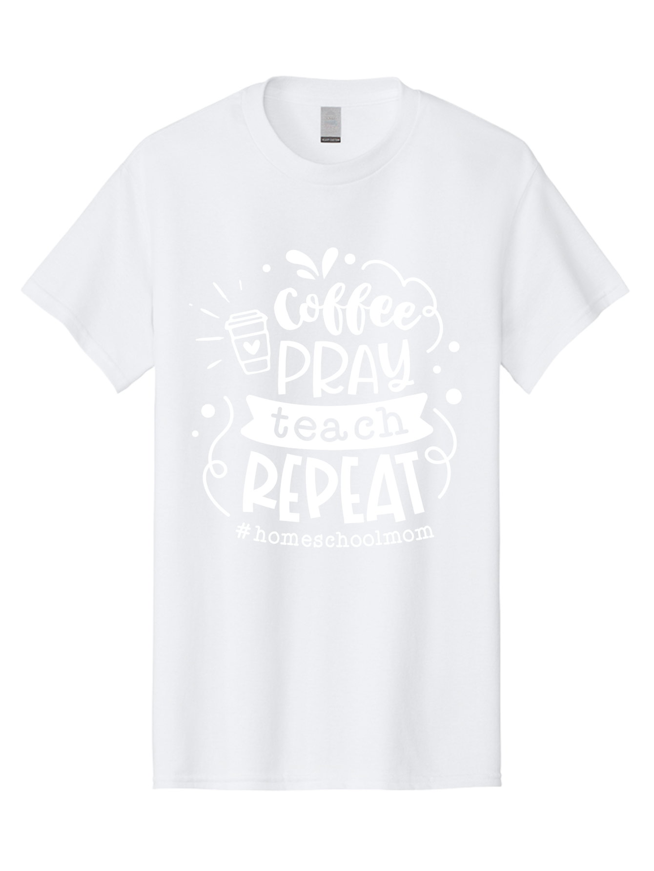 Coffee-Pray-Teach-Repeat Men'S Graphic Tee, 100% Cotton, Comfortable Casual Summer Wear, Machine Washable, Homeschool Mom, Coffee Lover, Teaching Inspiration, Homeschooling Life, Parenting Mantra, Daily Routine, Motivational Quote, Aab329