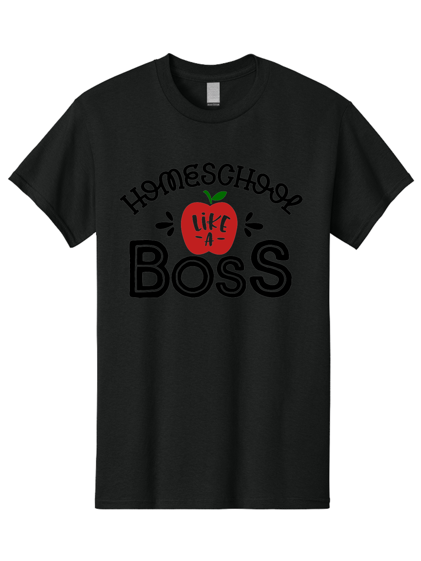 Homeschool-Boss Men'S Graphic Tee, 100% Cotton, Comfortable Casual Summer Wear, Machine Washable, Homeschooling, Homeschool Teacher, Educational Design, Apple Graphic, Motivational Quote, Learning Is Fun, Inspirational Saying, Red Apple Icon, Aab333
