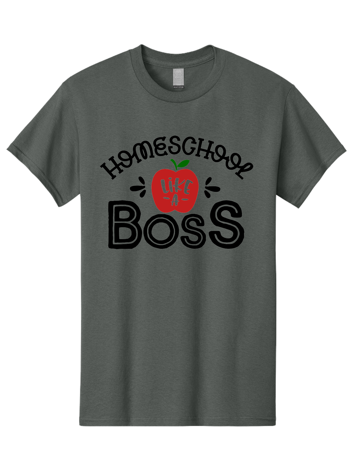 Homeschool-Boss Men'S Graphic Tee, 100% Cotton, Comfortable Casual Summer Wear, Machine Washable, Homeschooling, Homeschool Teacher, Educational Design, Apple Graphic, Motivational Quote, Learning Is Fun, Inspirational Saying, Red Apple Icon, Aab333