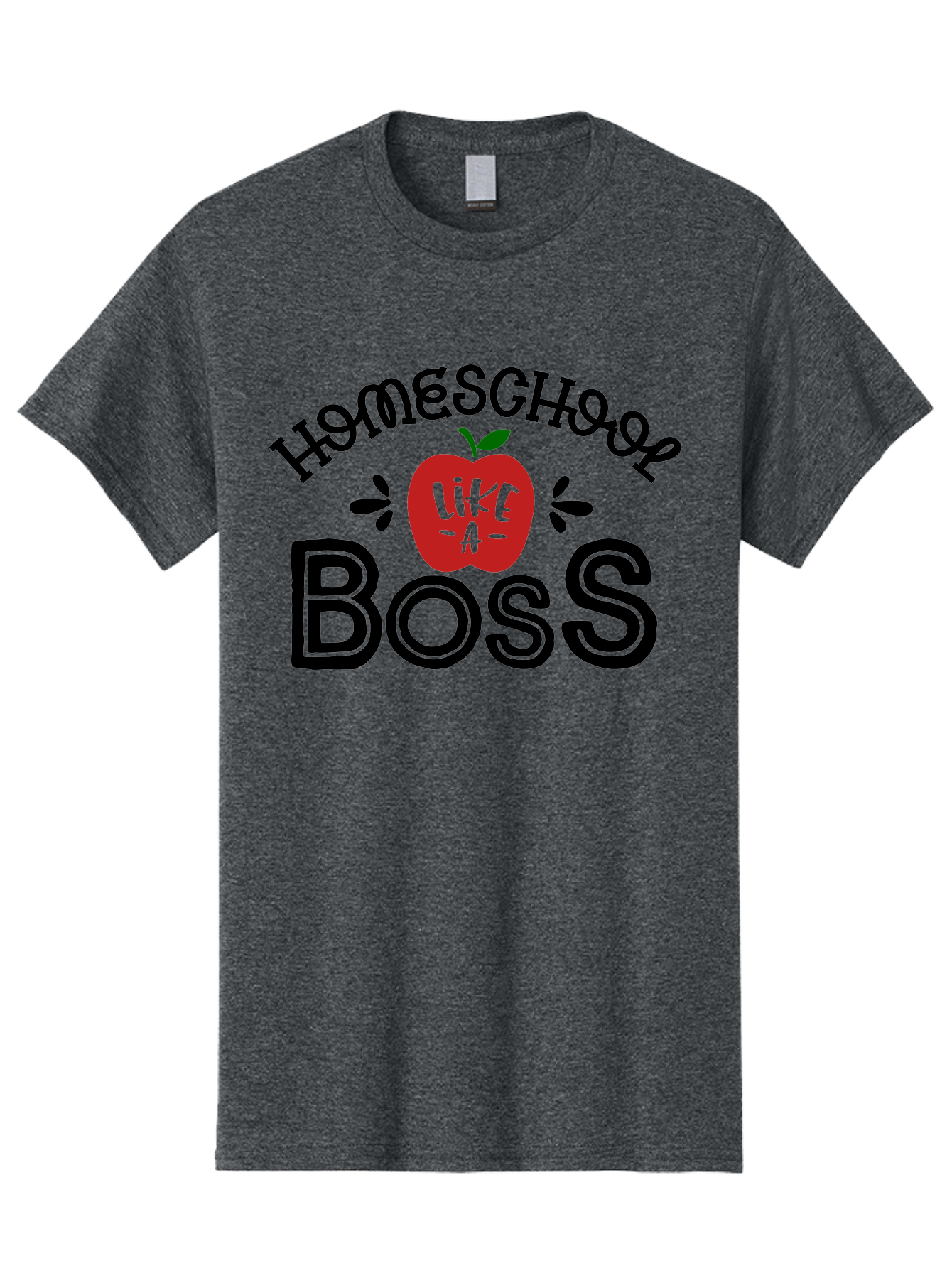 Homeschool-Boss Men'S Graphic Tee, 100% Cotton, Comfortable Casual Summer Wear, Machine Washable, Homeschooling, Homeschool Teacher, Educational Design, Apple Graphic, Motivational Quote, Learning Is Fun, Inspirational Saying, Red Apple Icon, Aab333