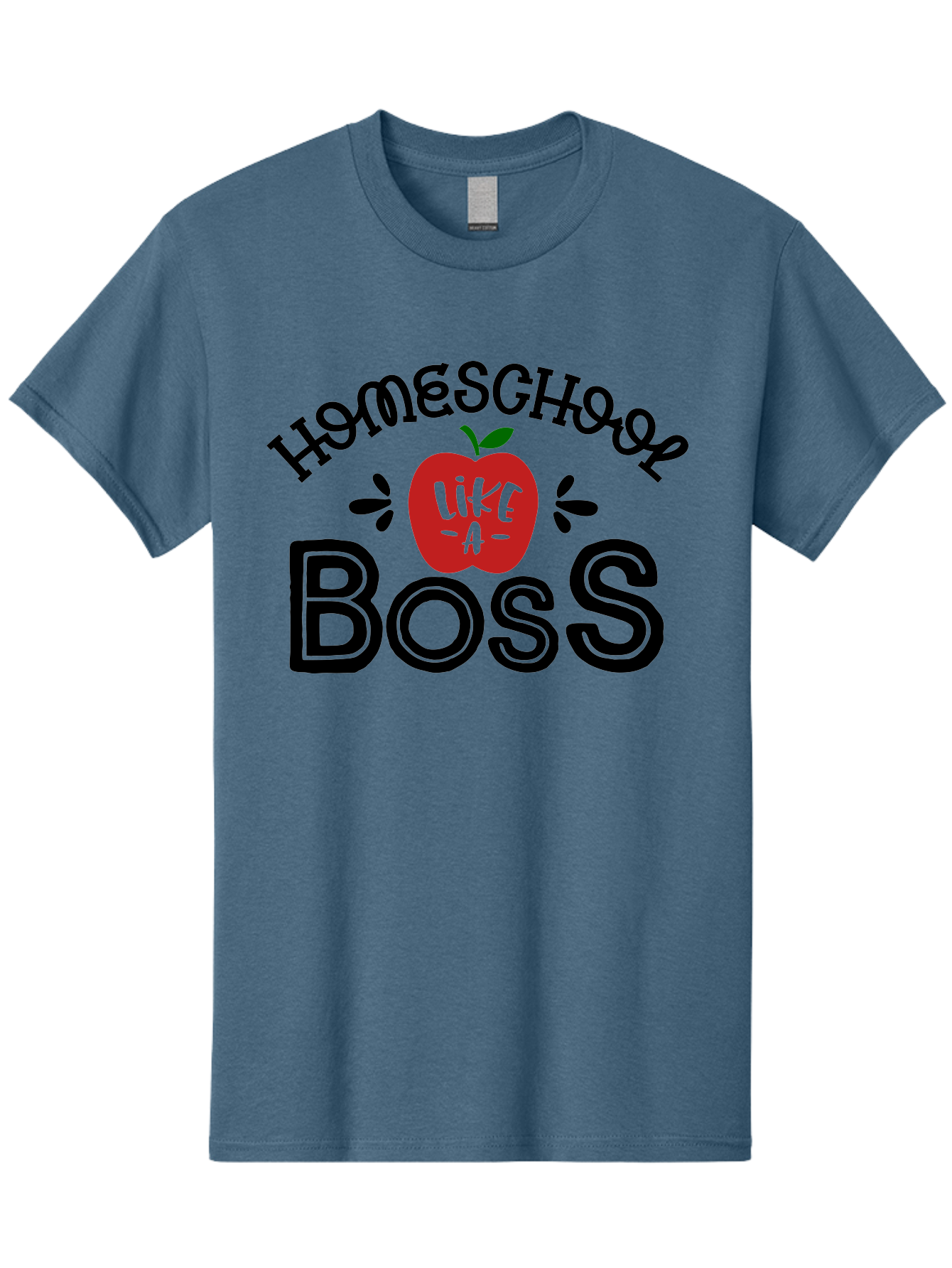 Homeschool-Boss Men'S Graphic Tee, 100% Cotton, Comfortable Casual Summer Wear, Machine Washable, Homeschooling, Homeschool Teacher, Educational Design, Apple Graphic, Motivational Quote, Learning Is Fun, Inspirational Saying, Red Apple Icon, Aab333