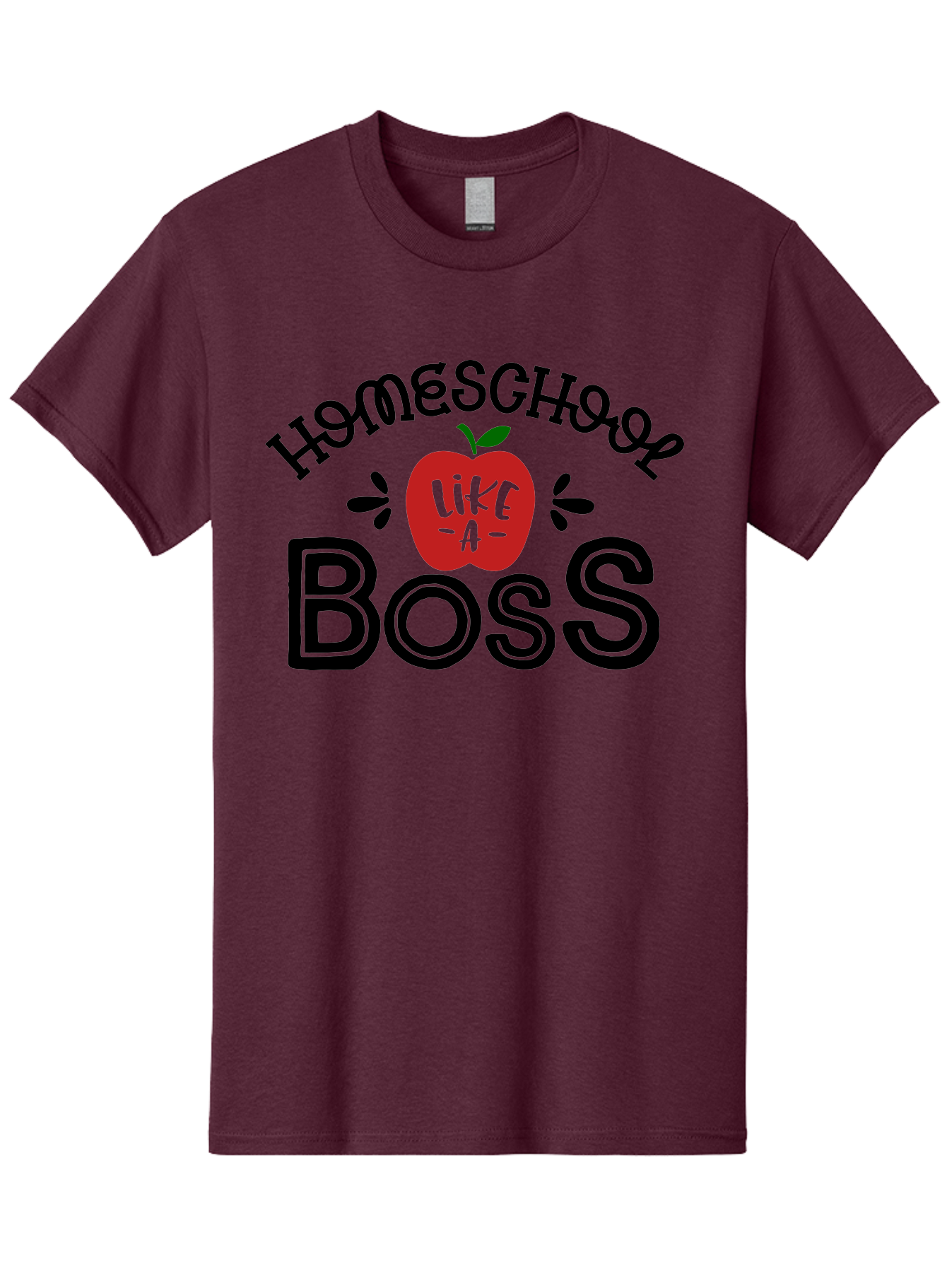 Homeschool-Boss Men'S Graphic Tee, 100% Cotton, Comfortable Casual Summer Wear, Machine Washable, Homeschooling, Homeschool Teacher, Educational Design, Apple Graphic, Motivational Quote, Learning Is Fun, Inspirational Saying, Red Apple Icon, Aab333