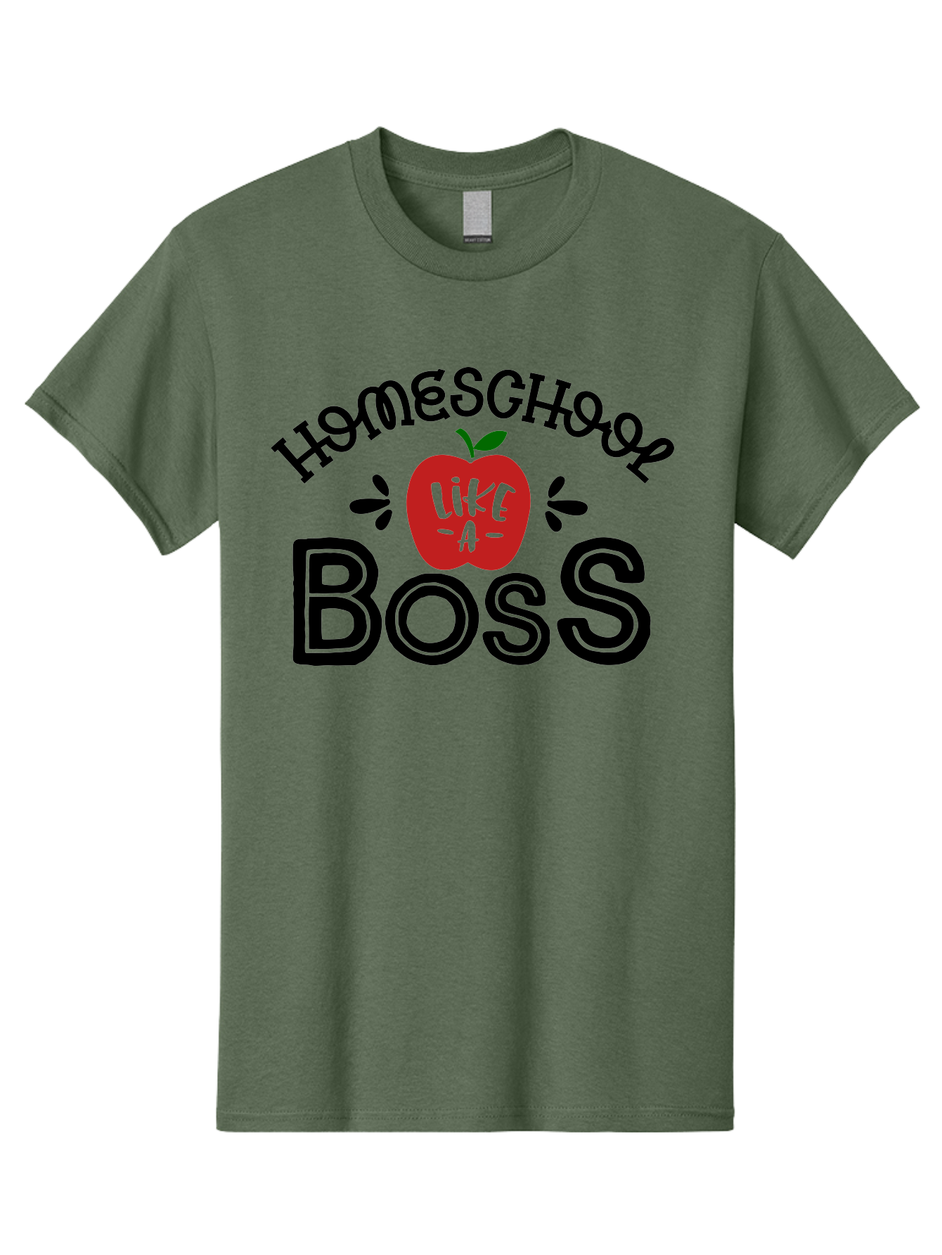 Homeschool-Boss Men'S Graphic Tee, 100% Cotton, Comfortable Casual Summer Wear, Machine Washable, Homeschooling, Homeschool Teacher, Educational Design, Apple Graphic, Motivational Quote, Learning Is Fun, Inspirational Saying, Red Apple Icon, Aab333