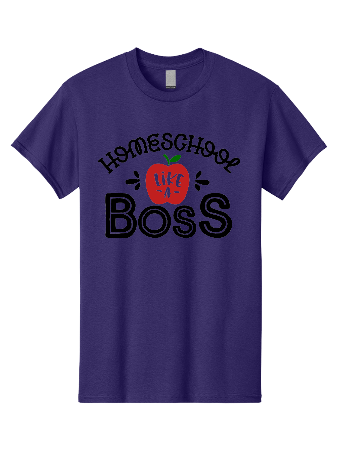 Homeschool-Boss Men'S Graphic Tee, 100% Cotton, Comfortable Casual Summer Wear, Machine Washable, Homeschooling, Homeschool Teacher, Educational Design, Apple Graphic, Motivational Quote, Learning Is Fun, Inspirational Saying, Red Apple Icon, Aab333