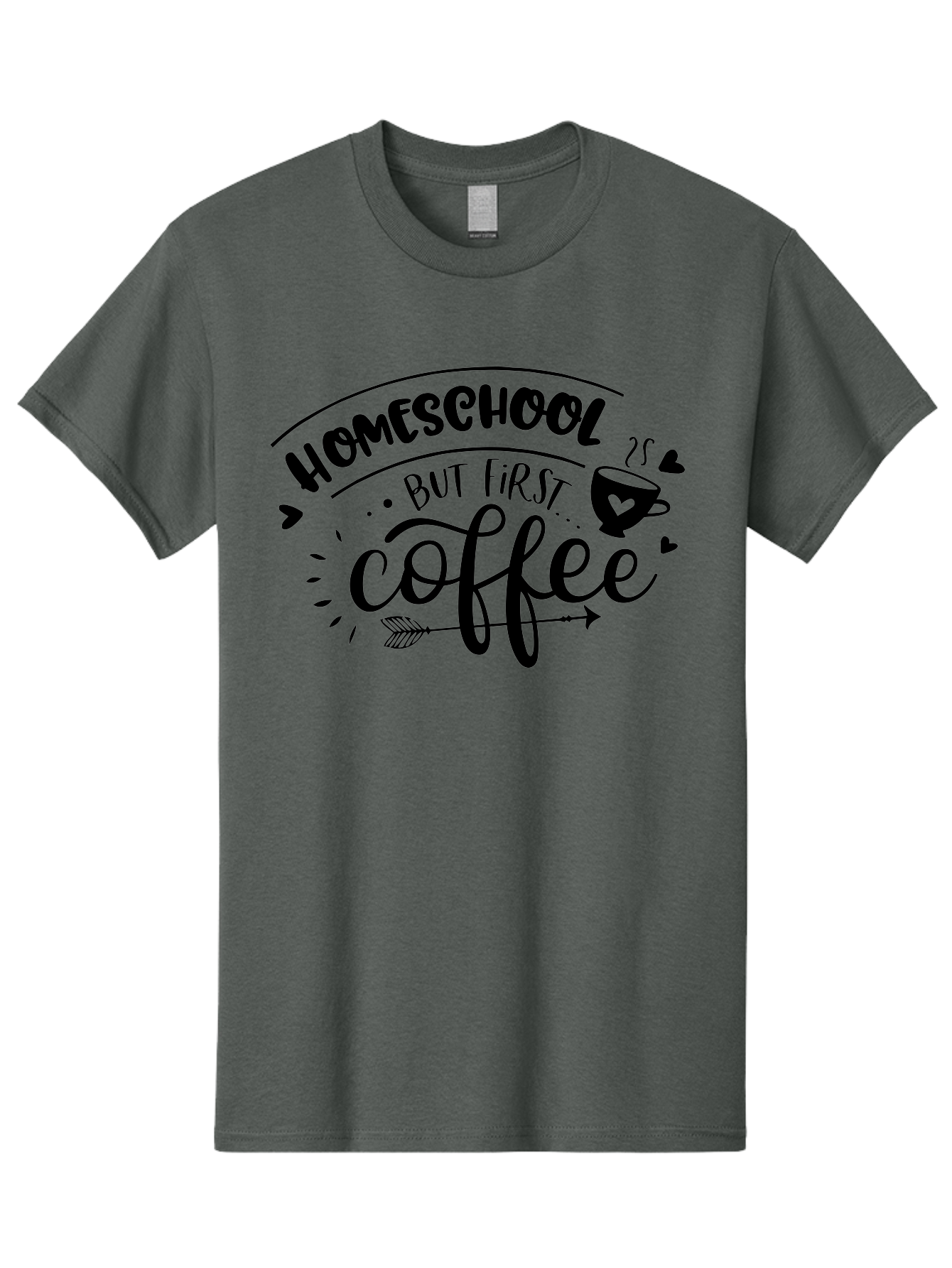 Homeschool-But-First-Coffee-1 Men'S Graphic Tee, 100% Cotton, Comfortable Casual Summer Wear, Machine Washable, Homeschool Humor, Coffee Lover, Morning Motivation, Homeschooling Parents, Funny Quote, Coffee First, Education At Home, Aab334