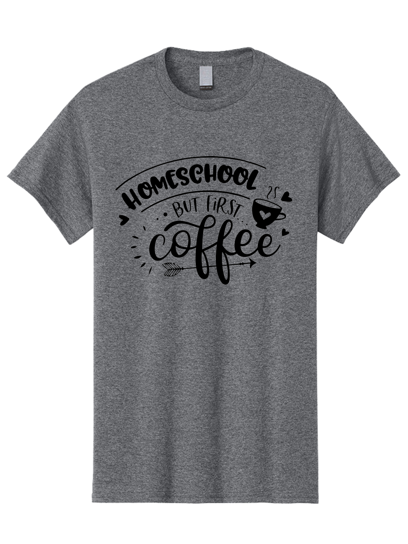 Homeschool-But-First-Coffee-1 Men'S Graphic Tee, 100% Cotton, Comfortable Casual Summer Wear, Machine Washable, Homeschool Humor, Coffee Lover, Morning Motivation, Homeschooling Parents, Funny Quote, Coffee First, Education At Home, Aab334