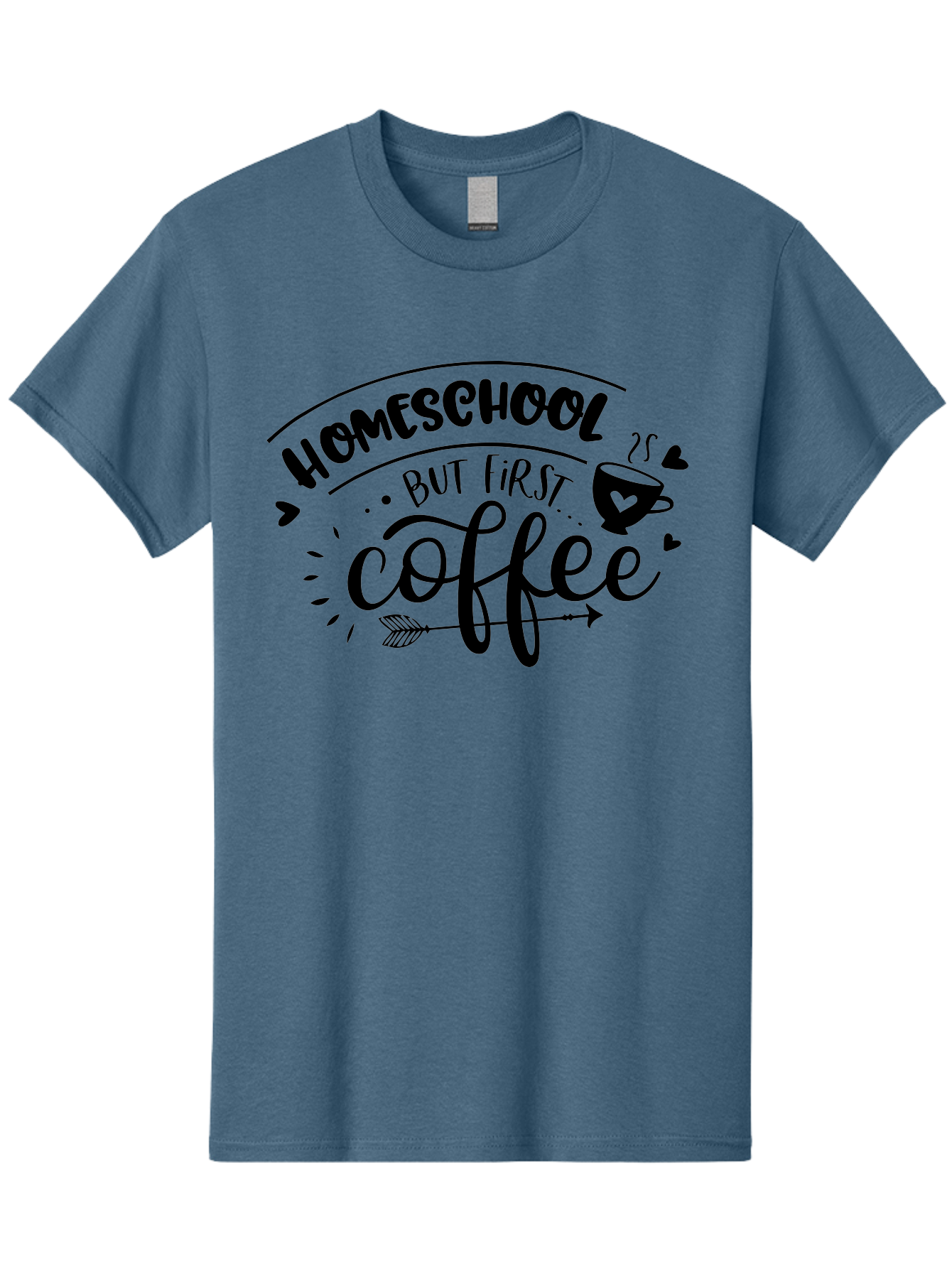 Homeschool-But-First-Coffee-1 Men'S Graphic Tee, 100% Cotton, Comfortable Casual Summer Wear, Machine Washable, Homeschool Humor, Coffee Lover, Morning Motivation, Homeschooling Parents, Funny Quote, Coffee First, Education At Home, Aab334
