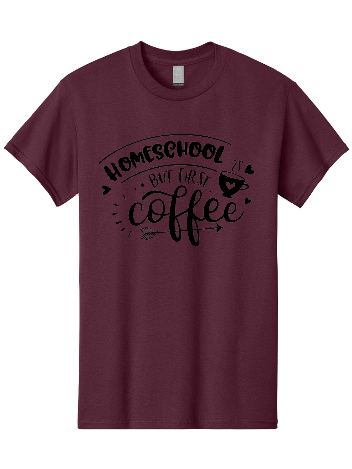Homeschool-But-First-Coffee-1 Men'S Graphic Tee, 100% Cotton, Comfortable Casual Summer Wear, Machine Washable, Homeschool Humor, Coffee Lover, Morning Motivation, Homeschooling Parents, Funny Quote, Coffee First, Education At Home, Aab334