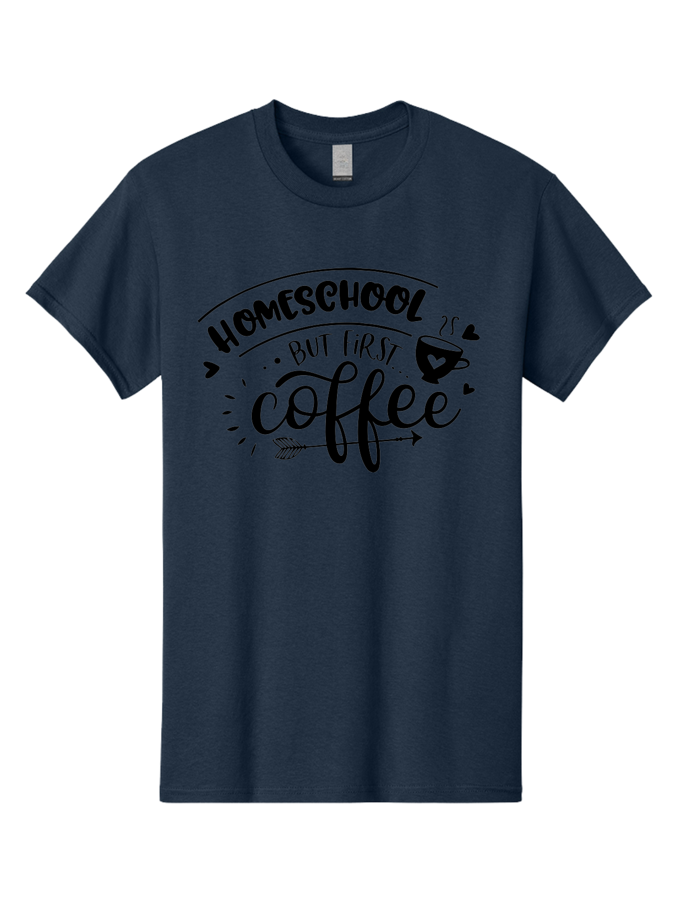Homeschool-But-First-Coffee-1 Men'S Graphic Tee, 100% Cotton, Comfortable Casual Summer Wear, Machine Washable, Homeschool Humor, Coffee Lover, Morning Motivation, Homeschooling Parents, Funny Quote, Coffee First, Education At Home, Aab334