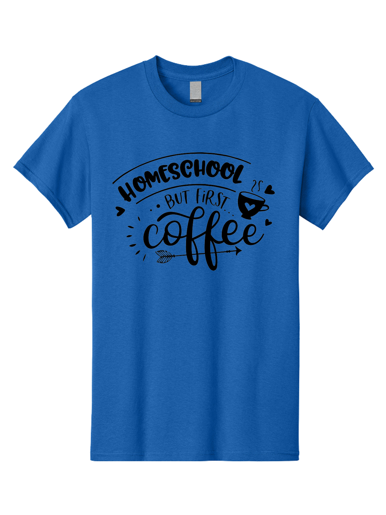 Homeschool-But-First-Coffee-1 Men'S Graphic Tee, 100% Cotton, Comfortable Casual Summer Wear, Machine Washable, Homeschool Humor, Coffee Lover, Morning Motivation, Homeschooling Parents, Funny Quote, Coffee First, Education At Home, Aab334