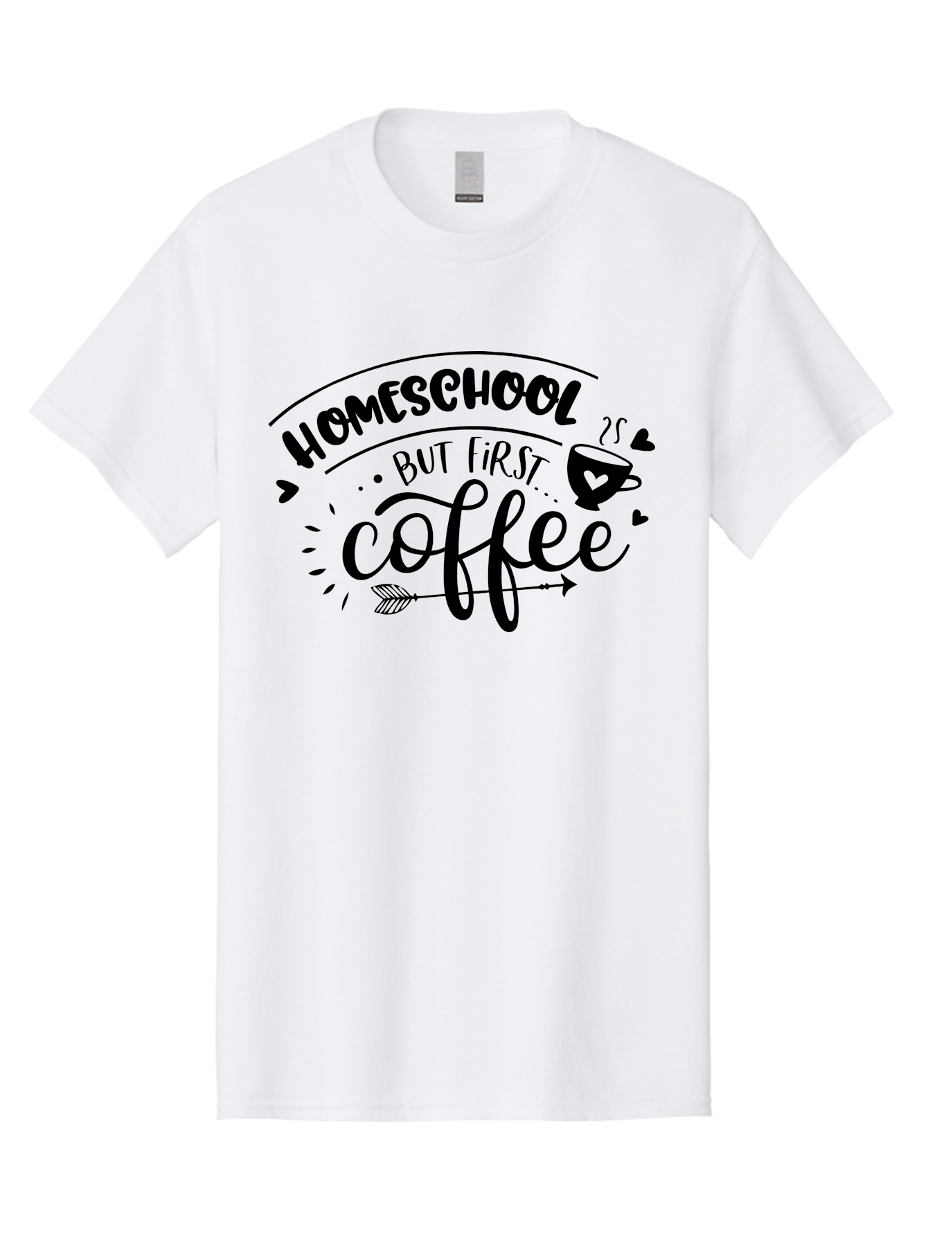 Homeschool-But-First-Coffee-1 Men'S Graphic Tee, 100% Cotton, Comfortable Casual Summer Wear, Machine Washable, Homeschool Humor, Coffee Lover, Morning Motivation, Homeschooling Parents, Funny Quote, Coffee First, Education At Home, Aab334