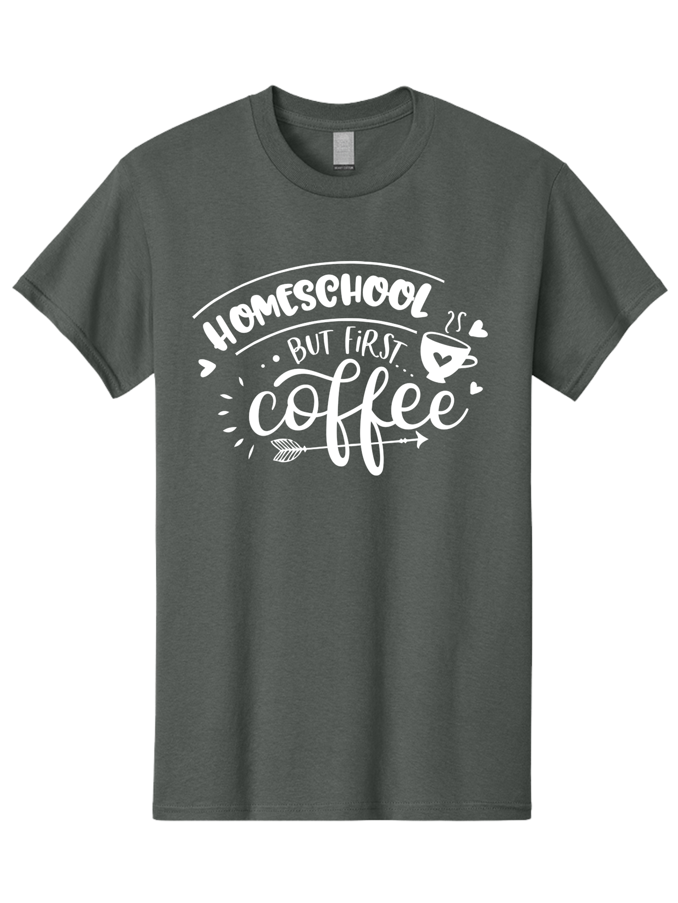 Homeschool-But-First-Coffee Men'S Graphic Tee, 100% Cotton, Comfortable Casual Summer Wear, Machine Washable, Homeschool Humor, Coffee Lover, Homeschooling Parents, Funny Quote, Morning Motivation, Coffee Fueled, Parenting Life, Aab335