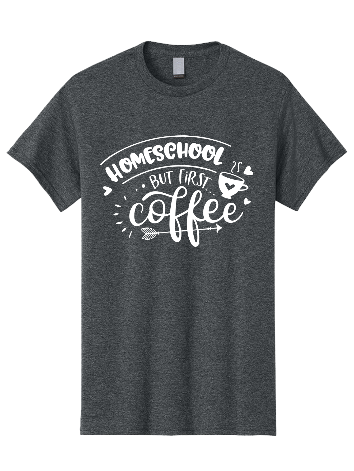 Homeschool-But-First-Coffee Men'S Graphic Tee, 100% Cotton, Comfortable Casual Summer Wear, Machine Washable, Homeschool Humor, Coffee Lover, Homeschooling Parents, Funny Quote, Morning Motivation, Coffee Fueled, Parenting Life, Aab335