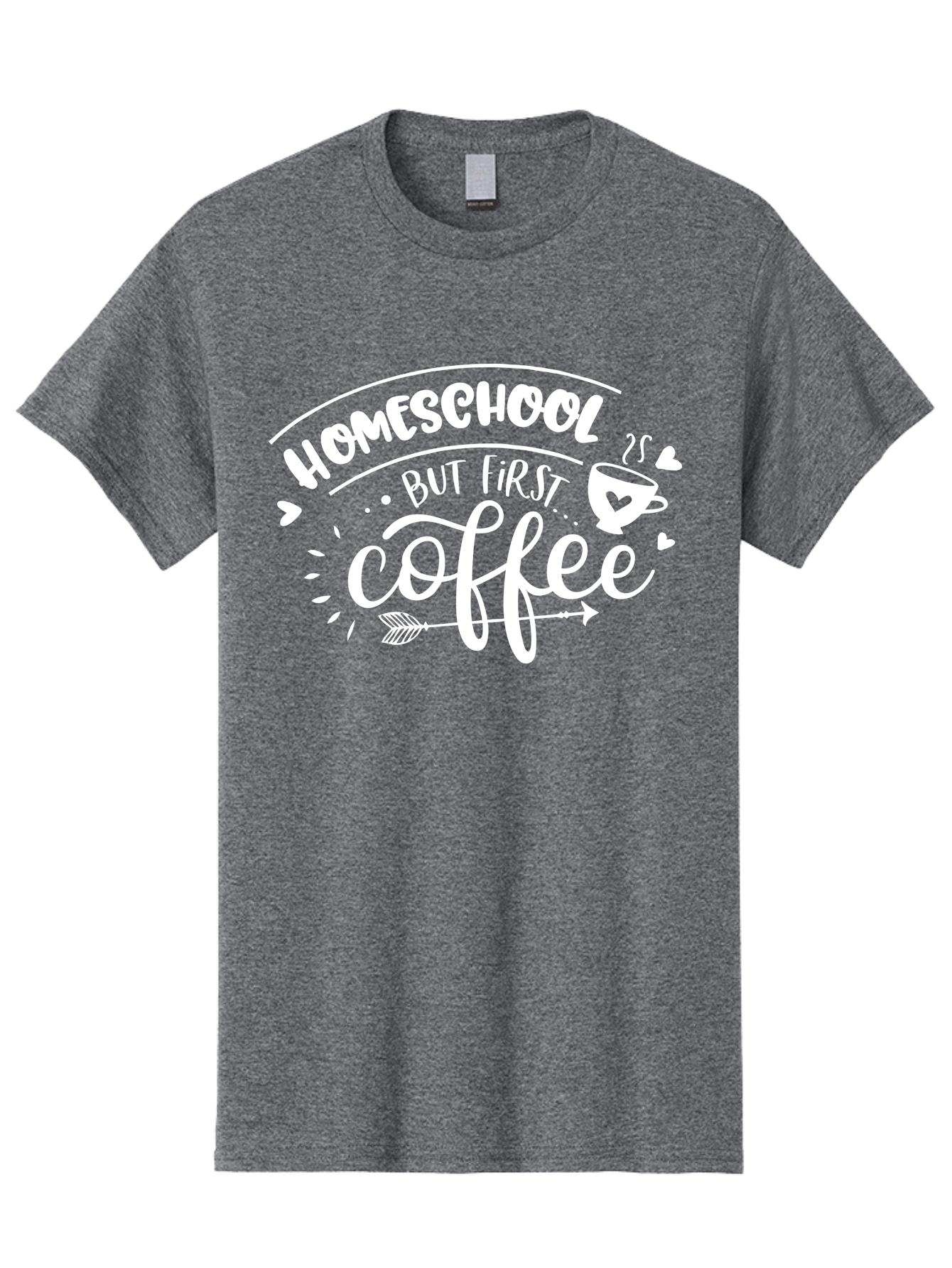 Homeschool-But-First-Coffee Men'S Graphic Tee, 100% Cotton, Comfortable Casual Summer Wear, Machine Washable, Homeschool Humor, Coffee Lover, Homeschooling Parents, Funny Quote, Morning Motivation, Coffee Fueled, Parenting Life, Aab335