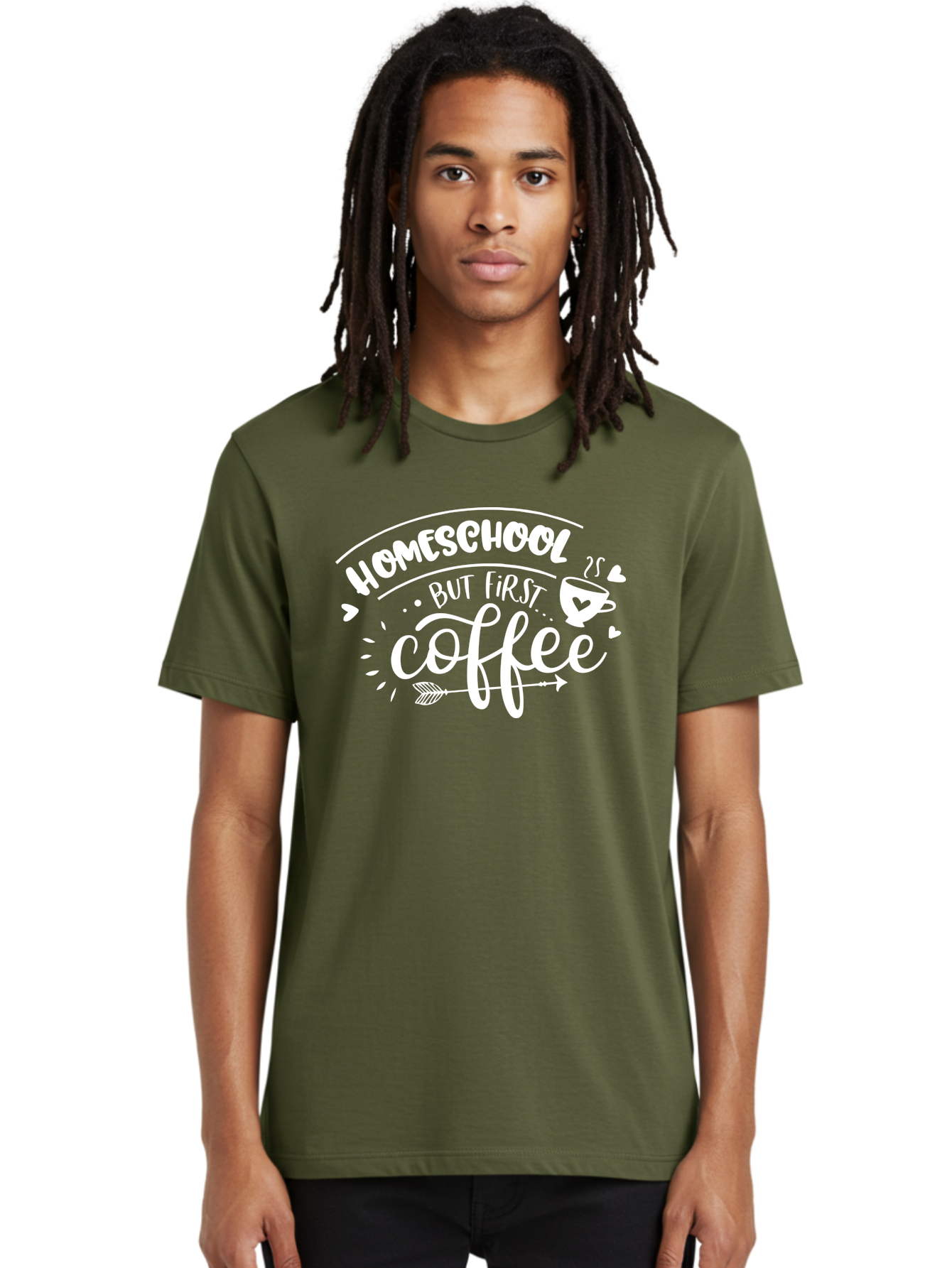 Homeschool-But-First-Coffee Men'S Graphic Tee, 100% Cotton, Comfortable Casual Summer Wear, Machine Washable, Homeschool Humor, Coffee Lover, Homeschooling Parents, Funny Quote, Morning Motivation, Coffee Fueled, Parenting Life, Aab335
