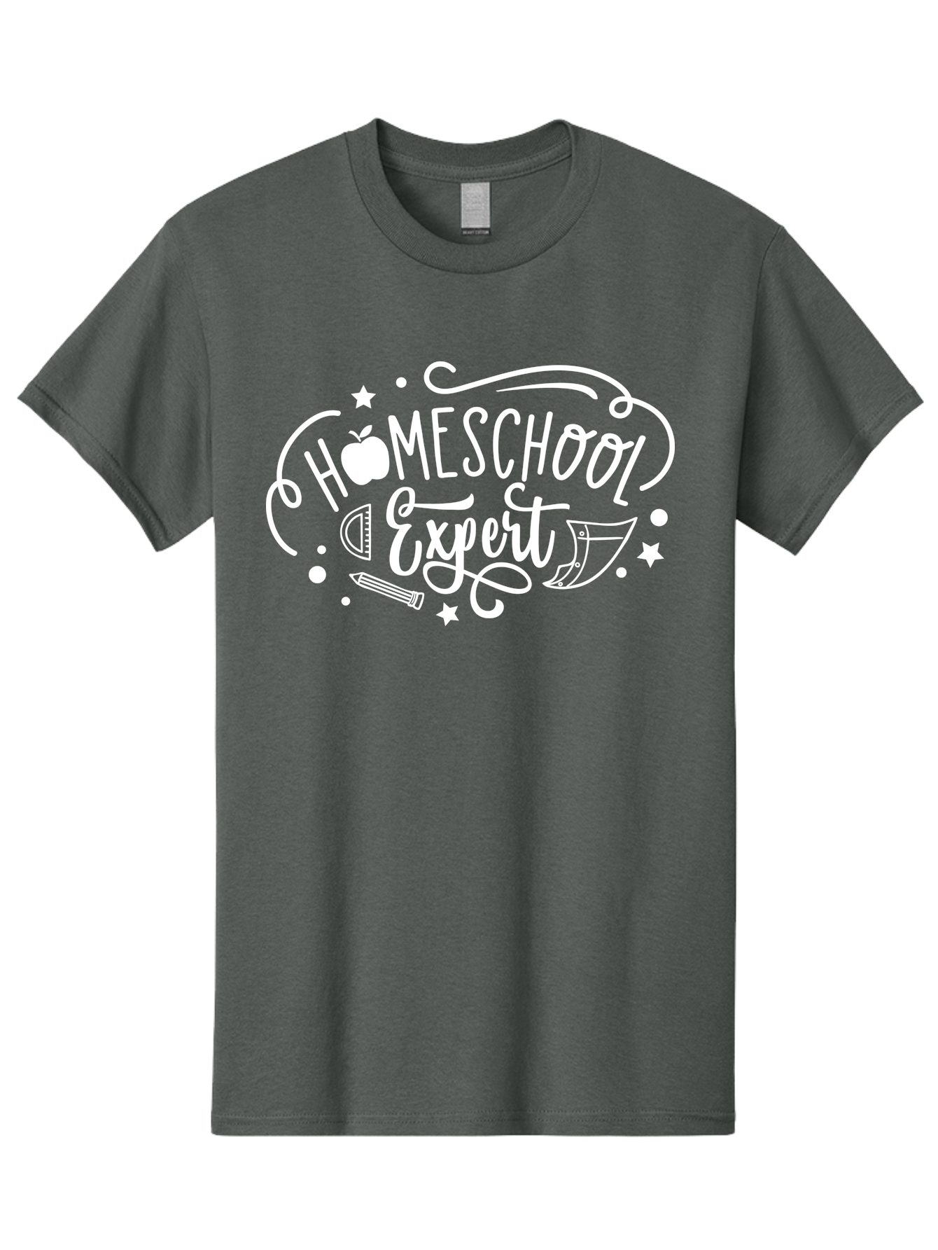 Homeschool-Expert-1 Men'S Graphic Tee, 100% Cotton, Comfortable Casual Summer Wear, Machine Washable, Homeschooling, Education, Learning, Teaching, Expert, School Supplies, Pencil, Apple, Megaphone, Homeschool Expert Aab336